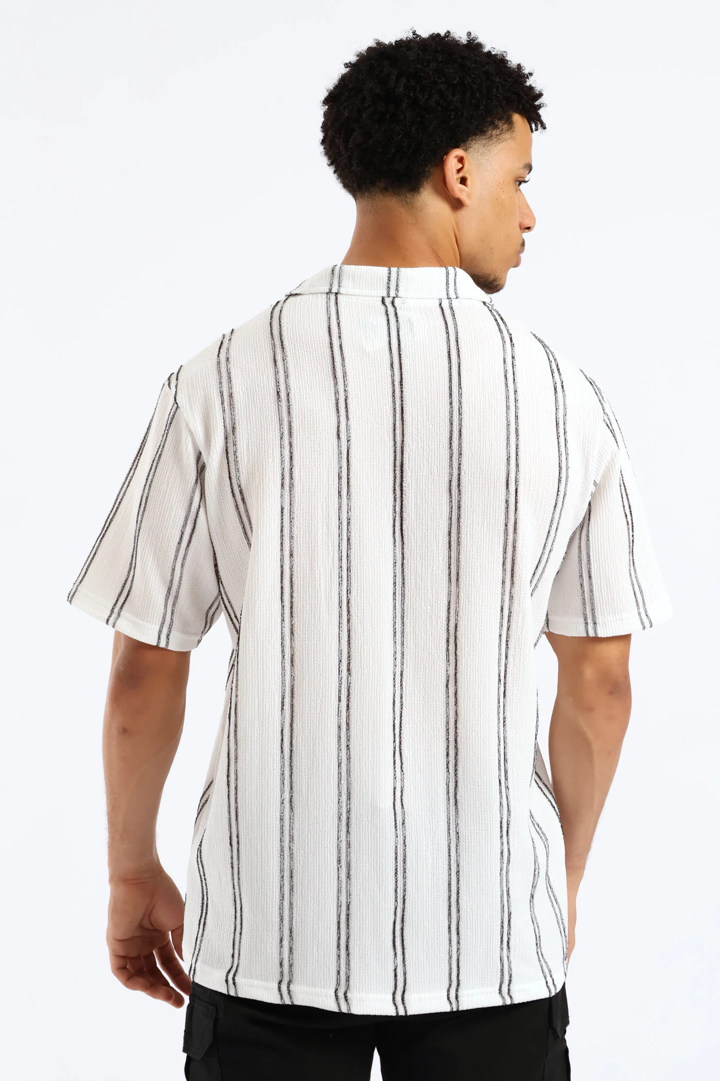 Stripe Crinkle Shirt - White - Image 4