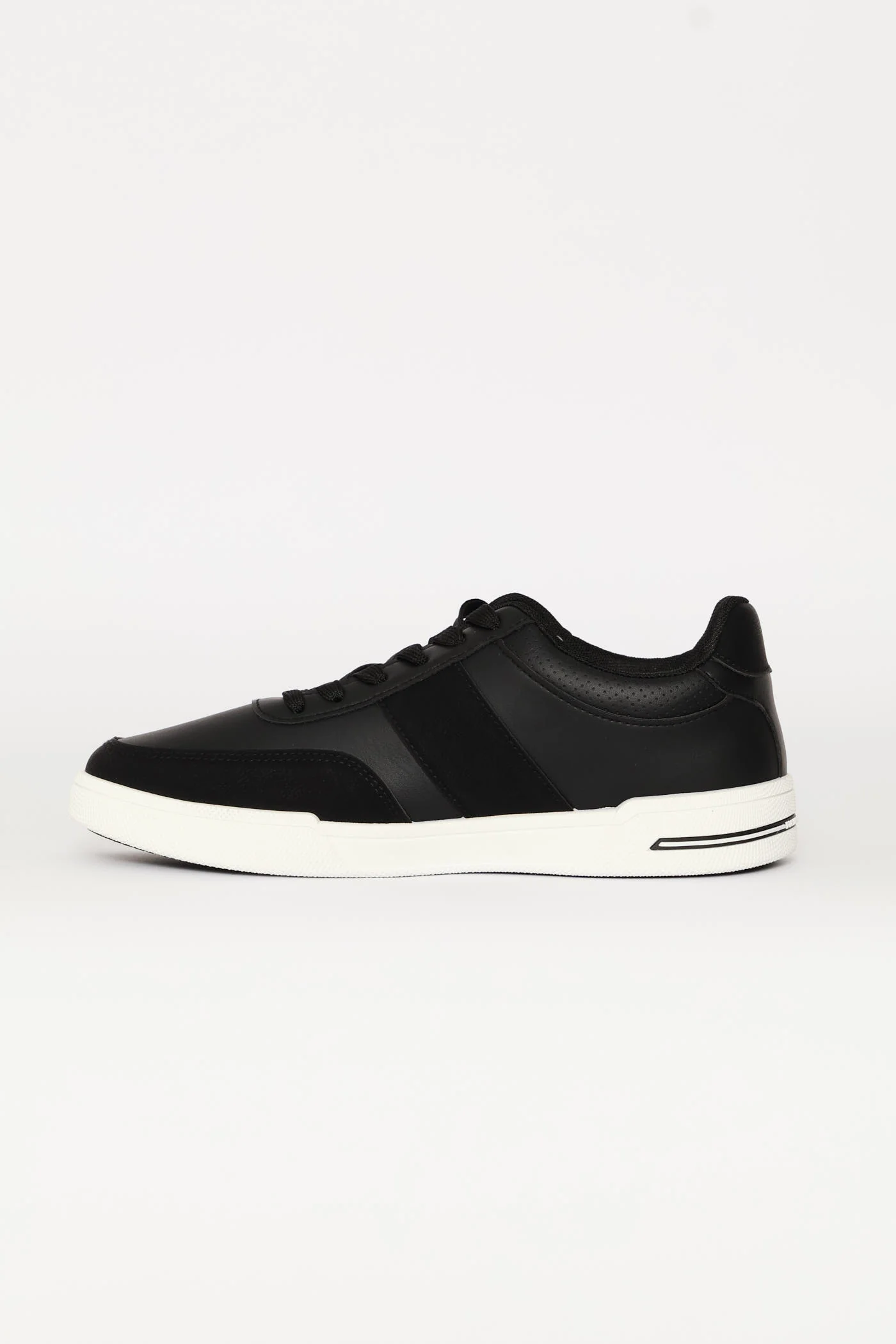 Stripe Detail Court Sneaker - Black - Image 4
