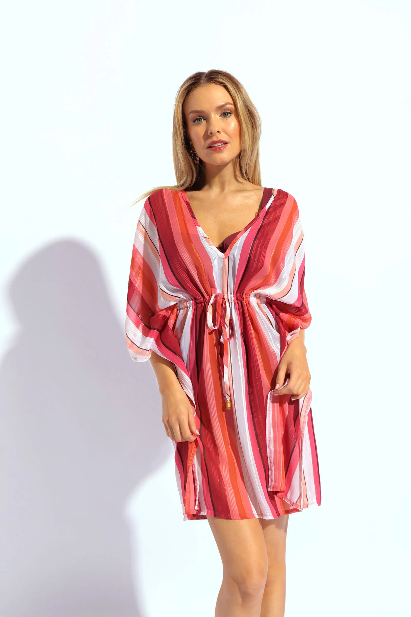 Stripe Drawstring Kimono  - Multi - Image 3