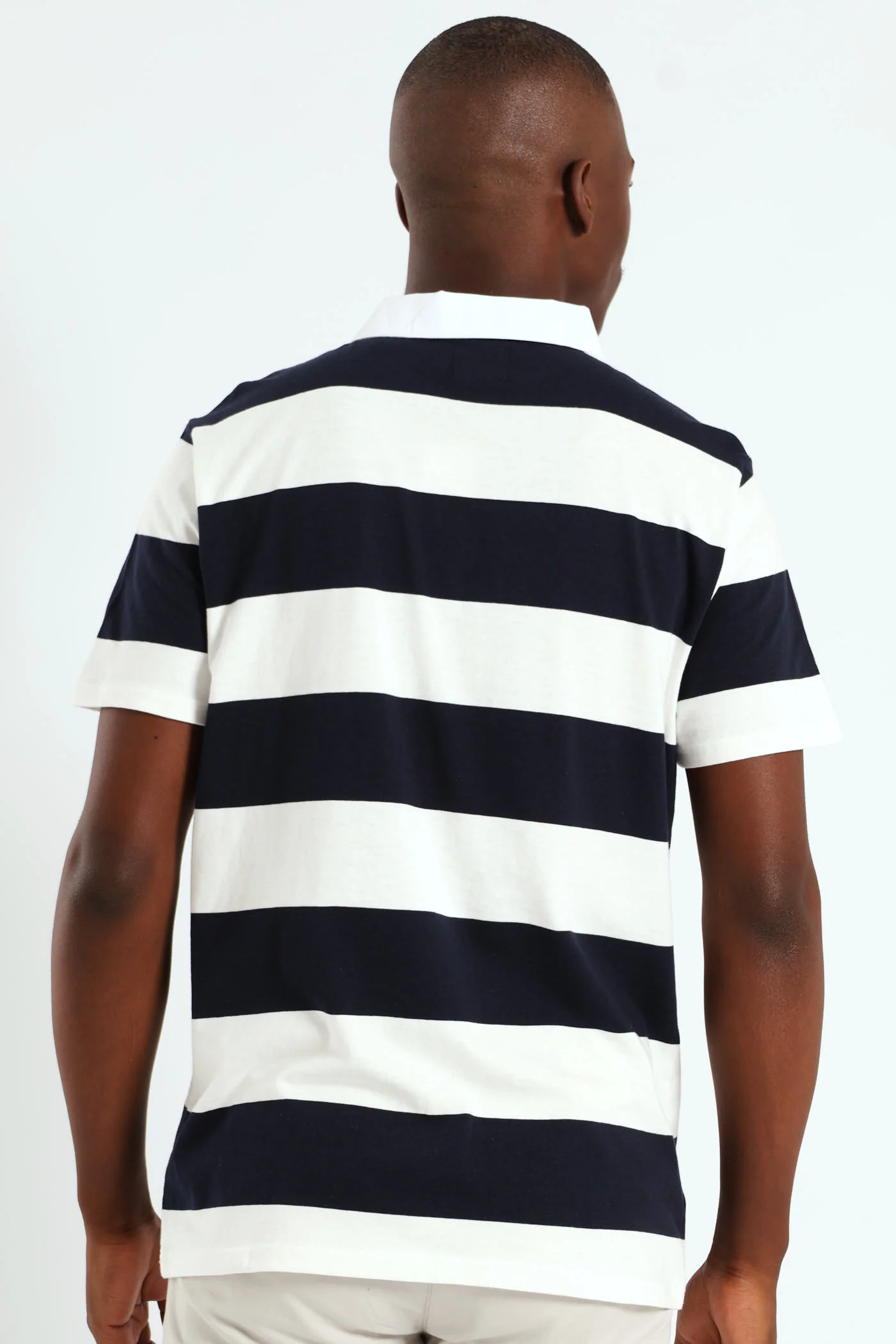 Stripe Embroidered Rugby Golfer - Navy - Image 3