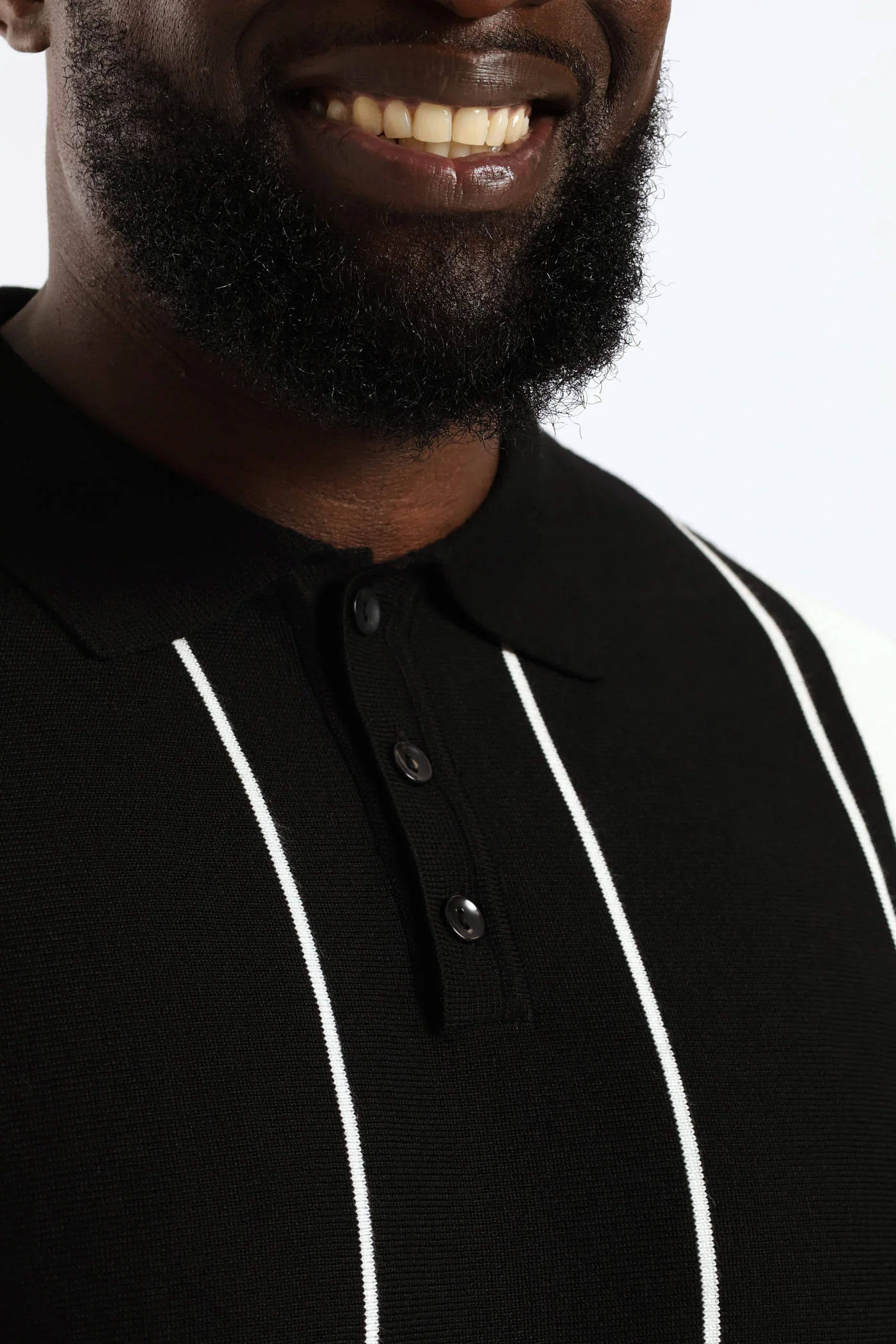 Stripe Fine Gauge Golfer - Black - Image 2