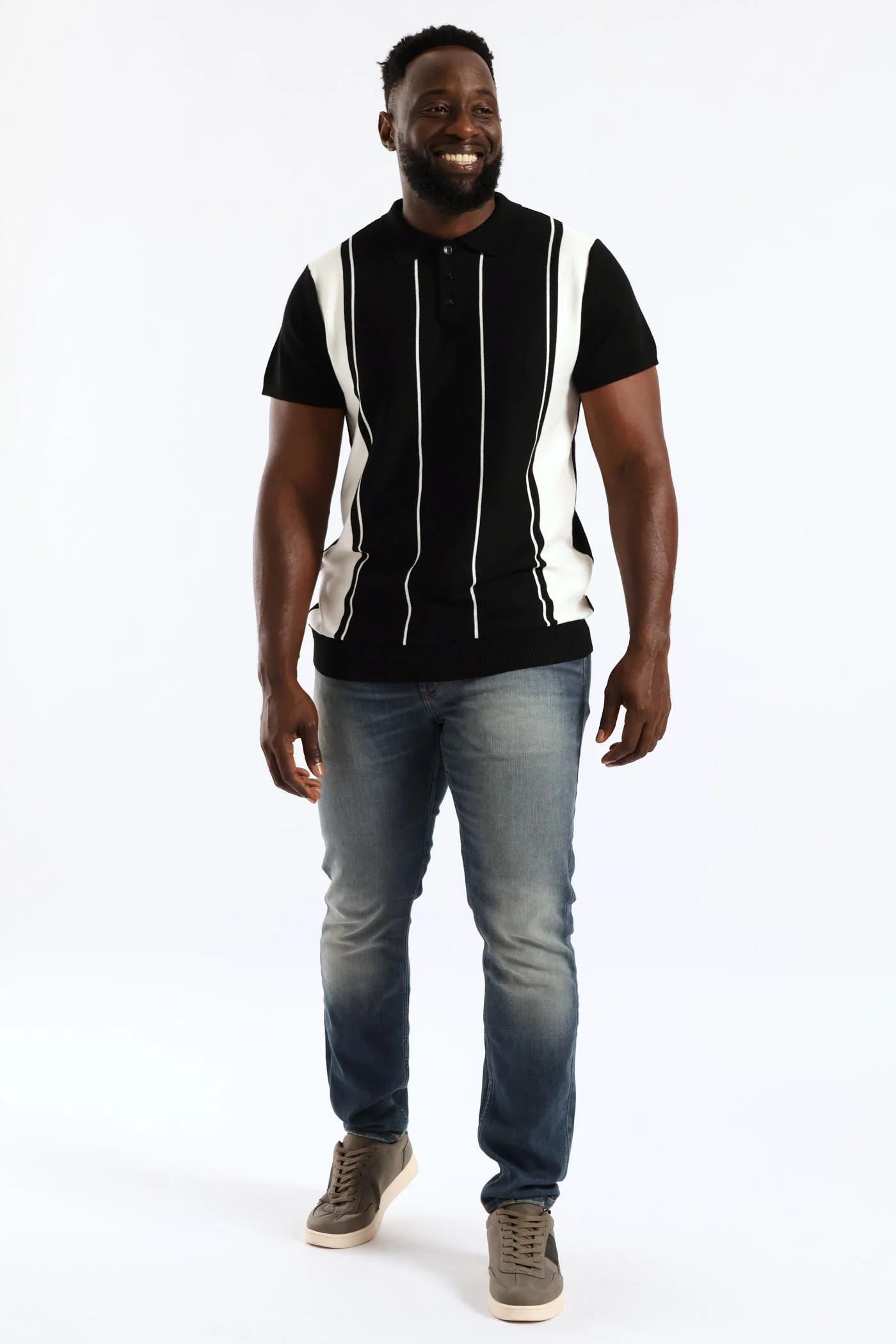 Stripe Fine Gauge Golfer - Black - Image 6