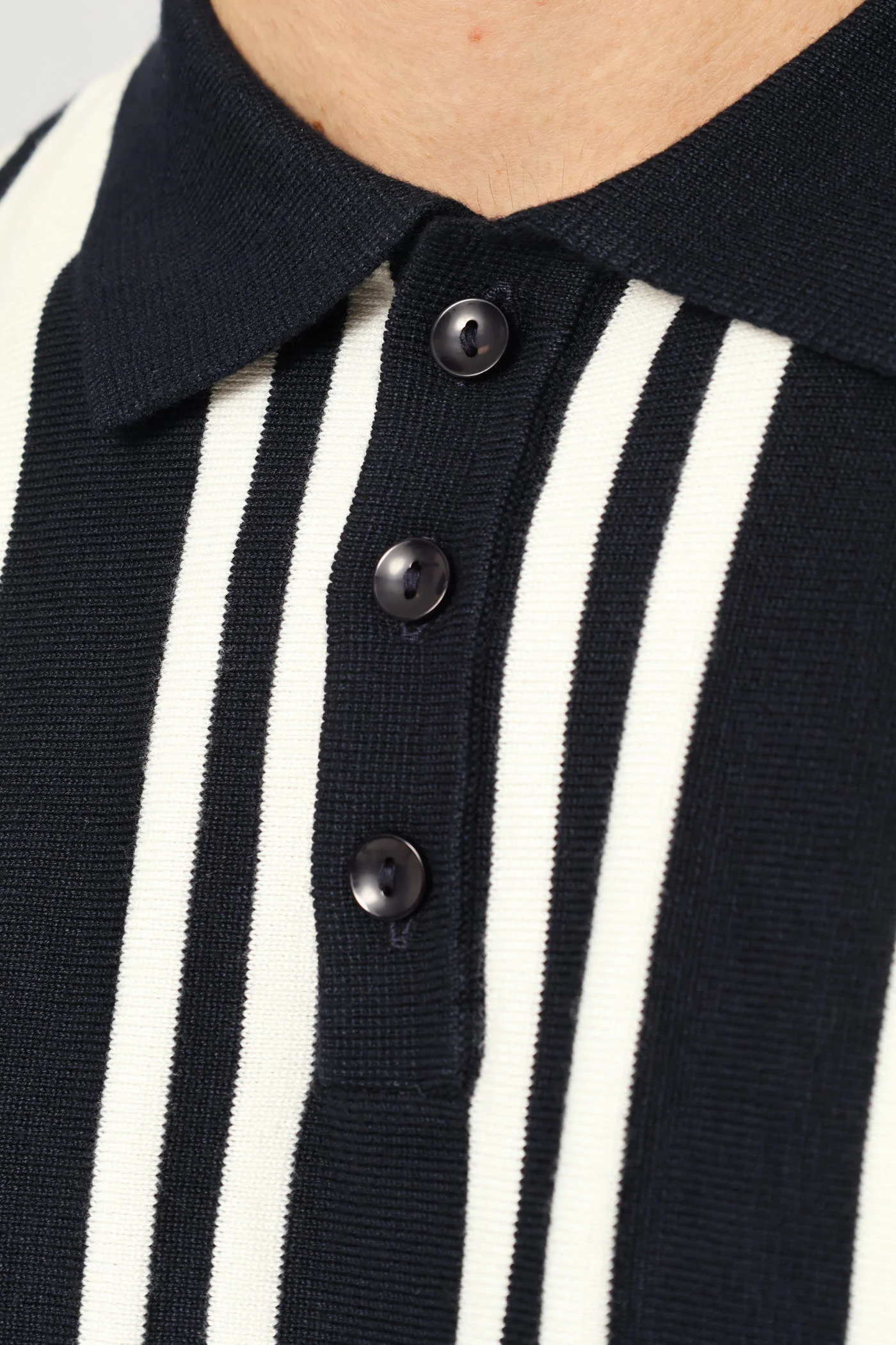 Stripe Fine Gauge Golfer - Navy/White - Image 2