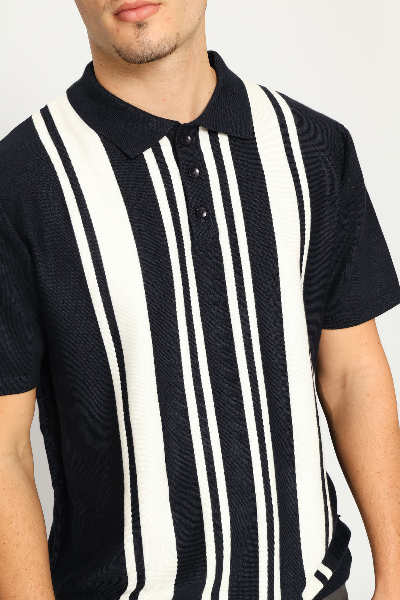 Stripe Fine Gauge Golfer - Navy/White - Image 3