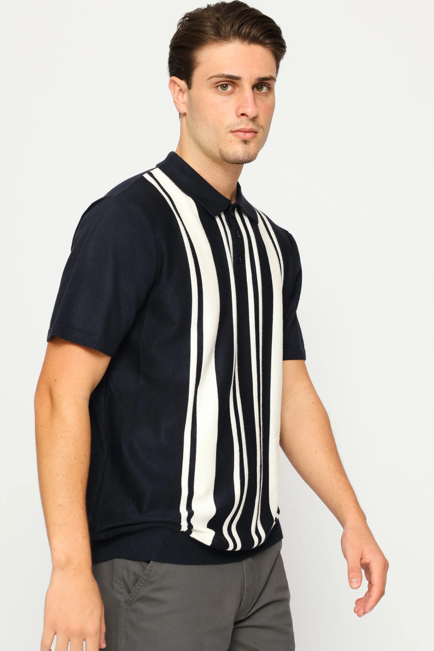 Stripe Fine Gauge Golfer - Navy/White - Image 4