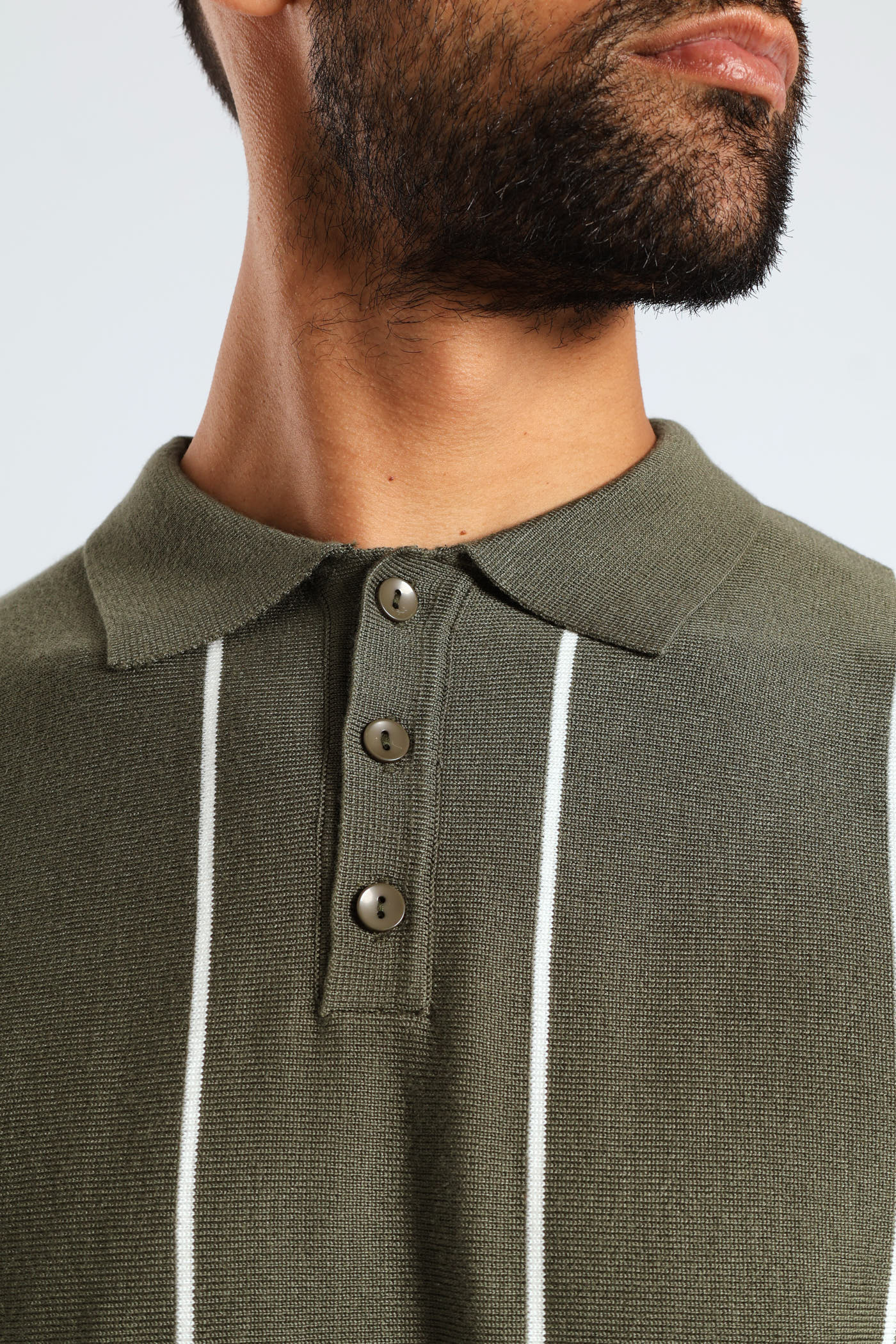 Stripe Fine Gauge Golfer - Olive - Image 4