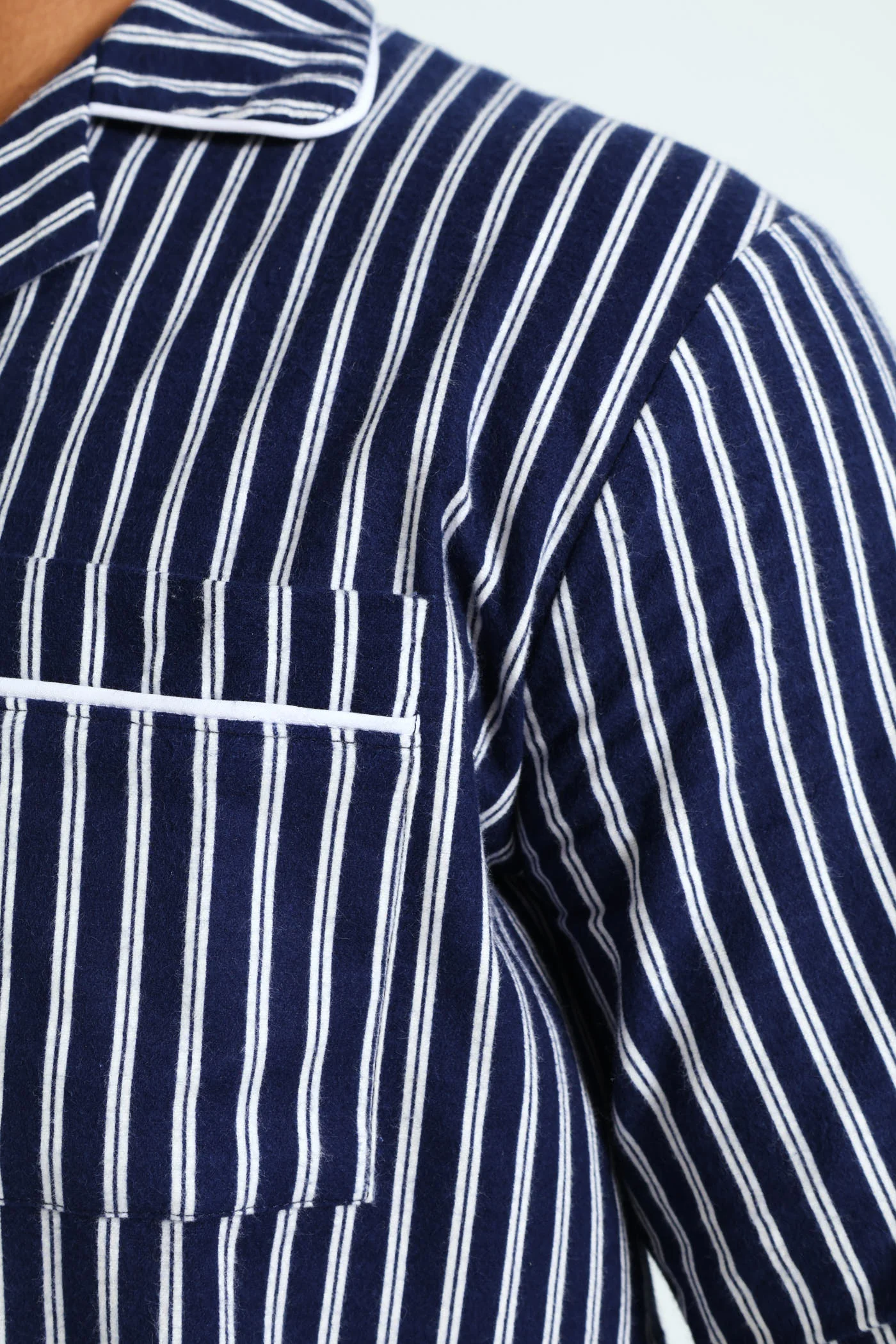 Stripe Flannel Pjs - Navy/White - Image 2
