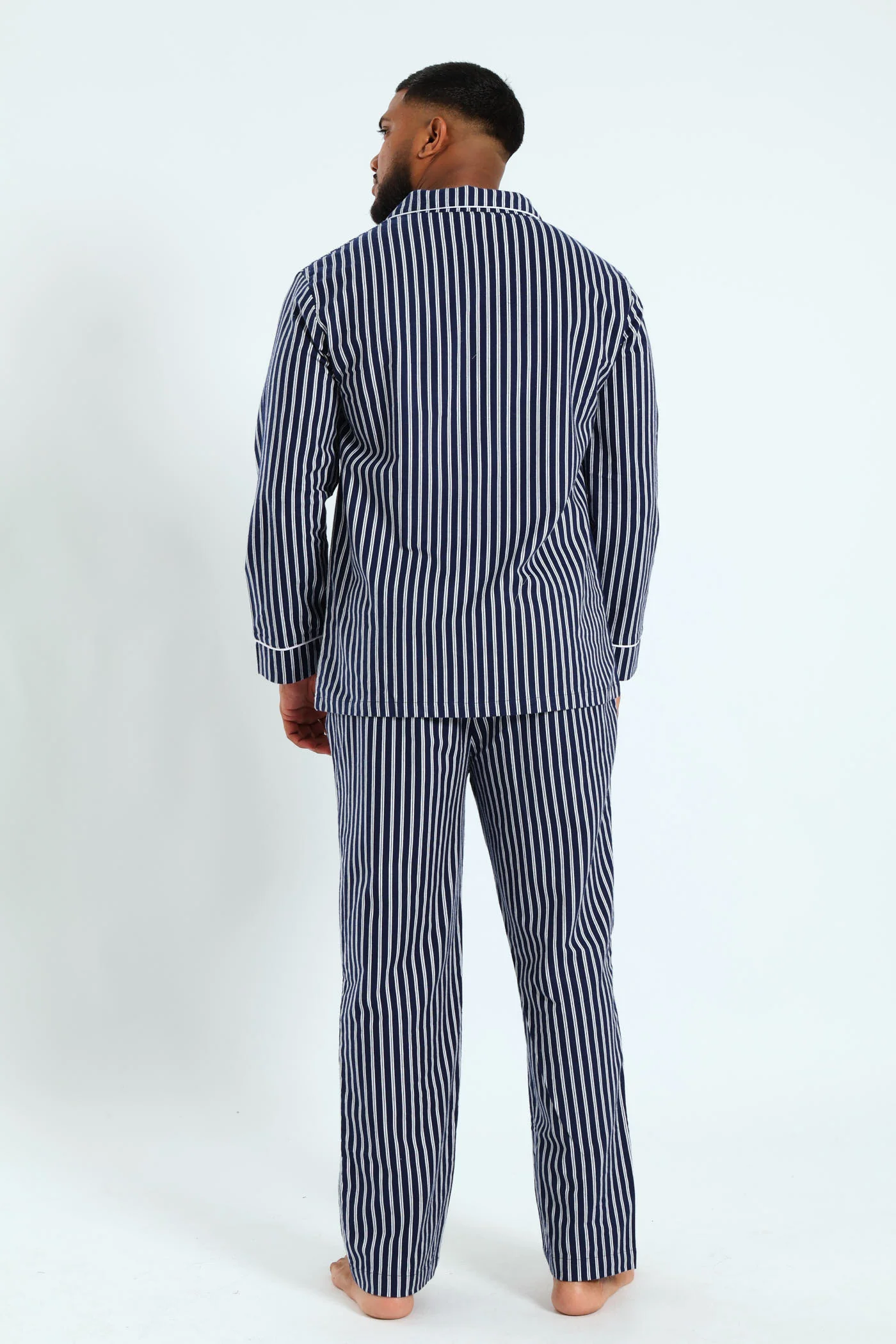 Stripe Flannel Pjs - Navy/White - Image 4