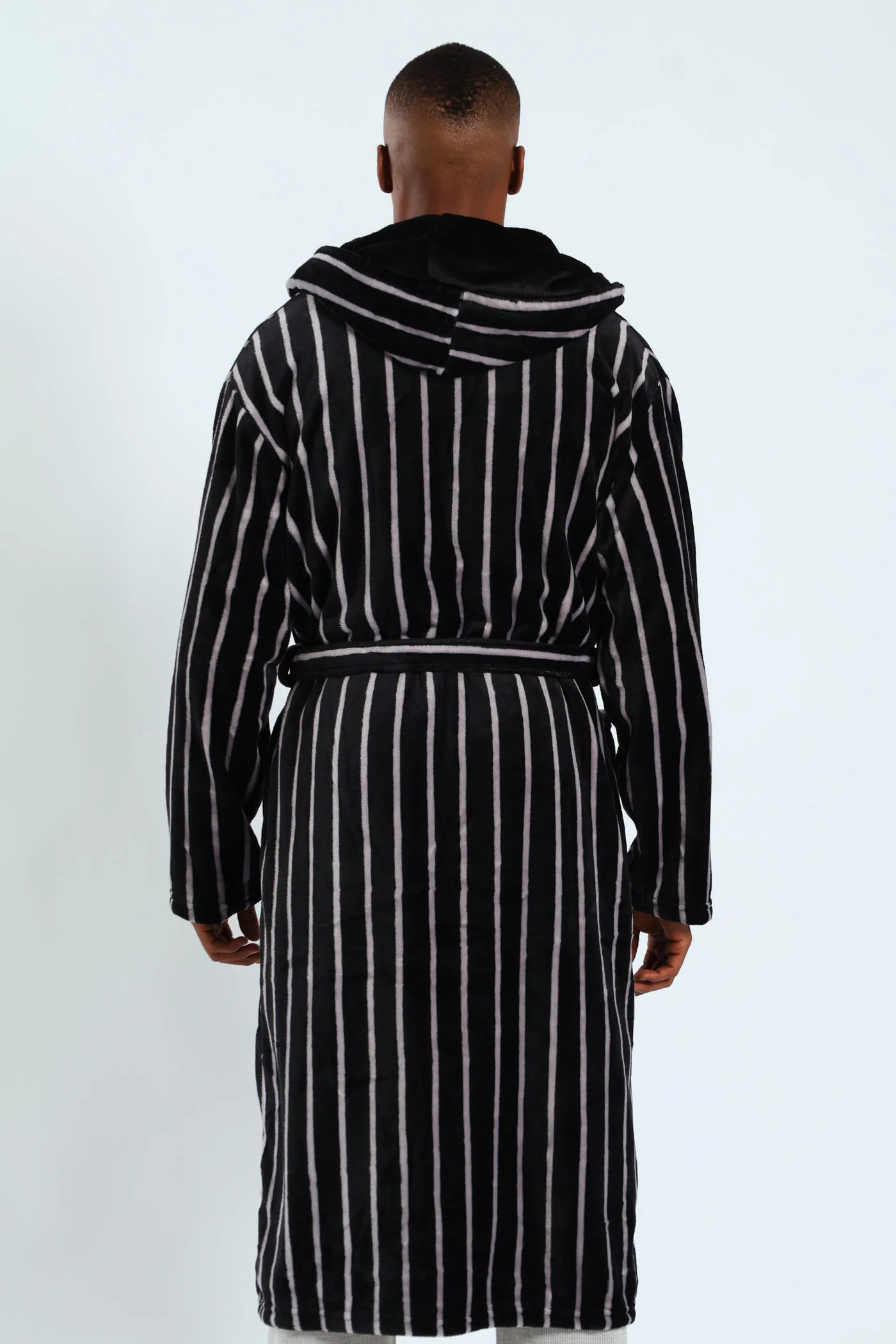 Stripe Hooded Gown - Grey - Image 2