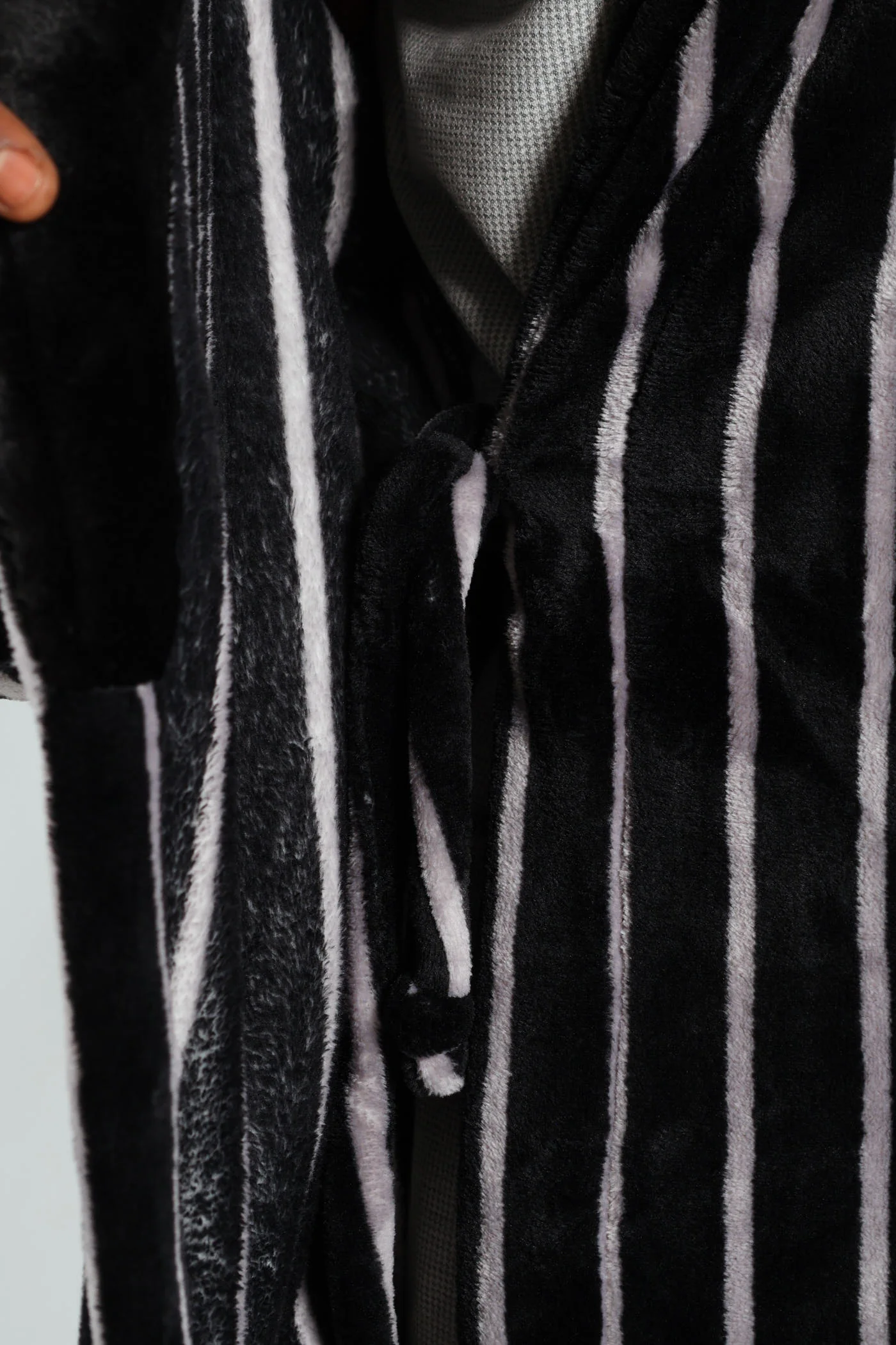 Stripe Hooded Gown - Grey - Image 6