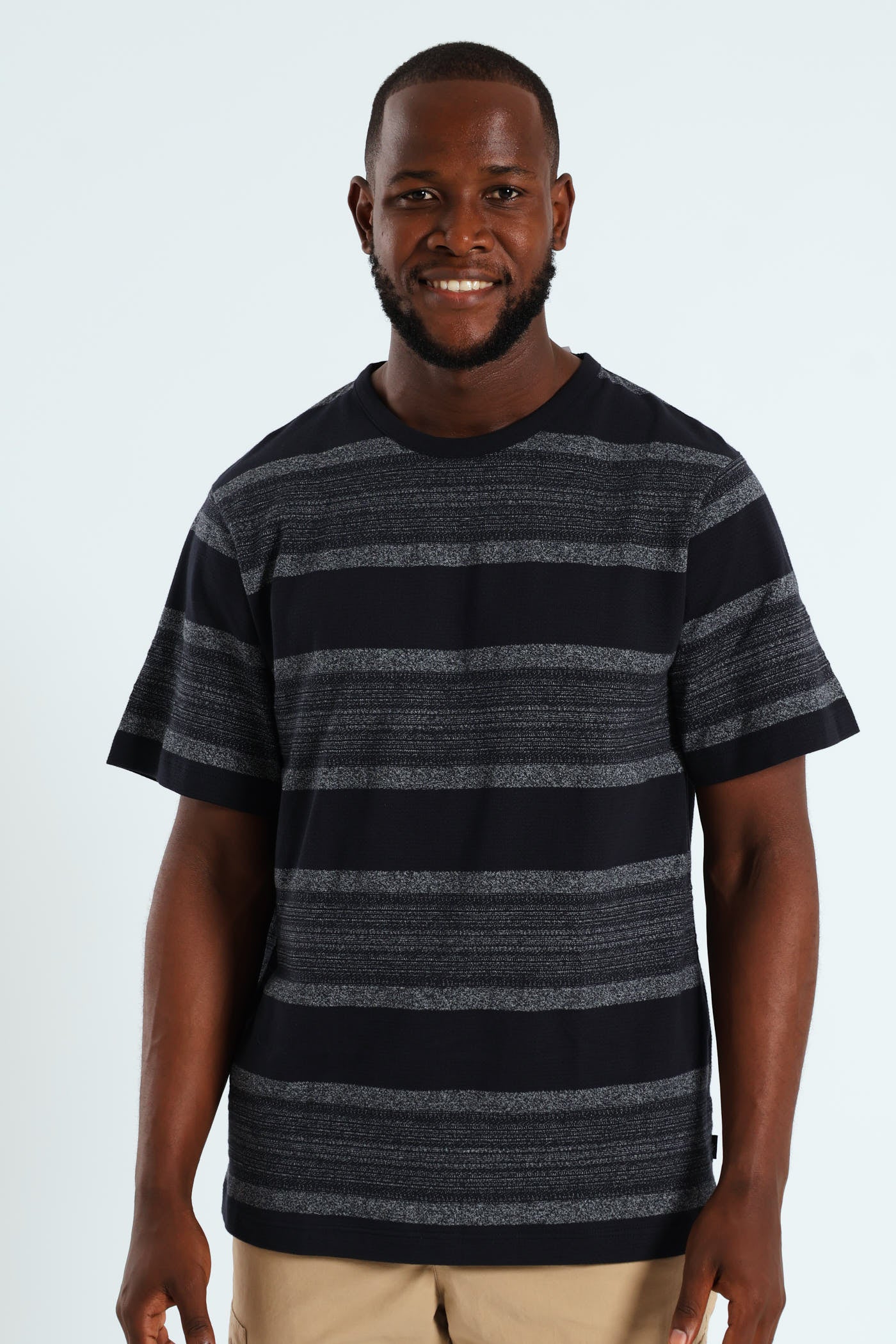 Stripe Jacquard Crew Tee - Dark Navy - Image 2