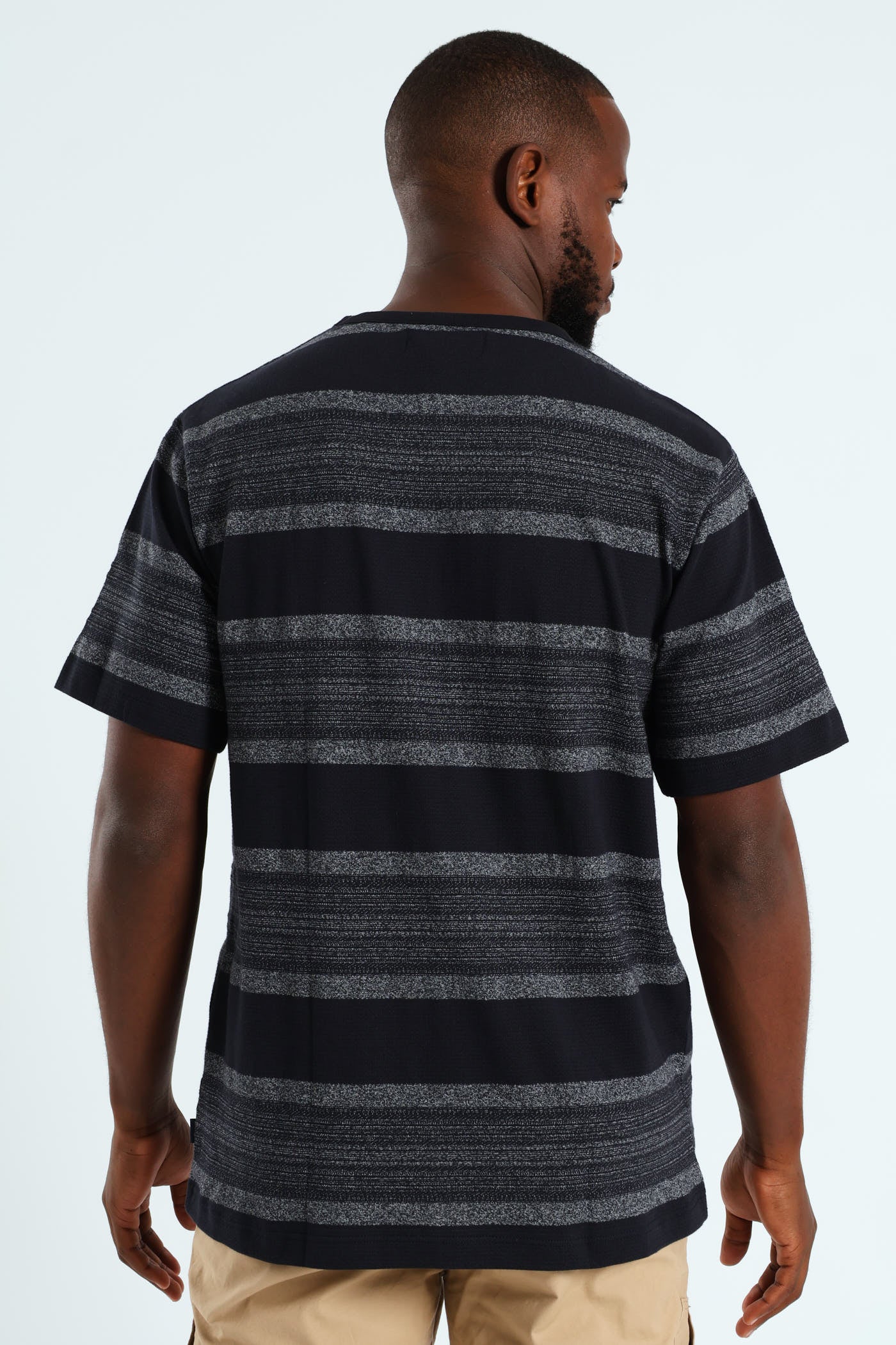 Stripe Jacquard Crew Tee - Dark Navy - Image 3