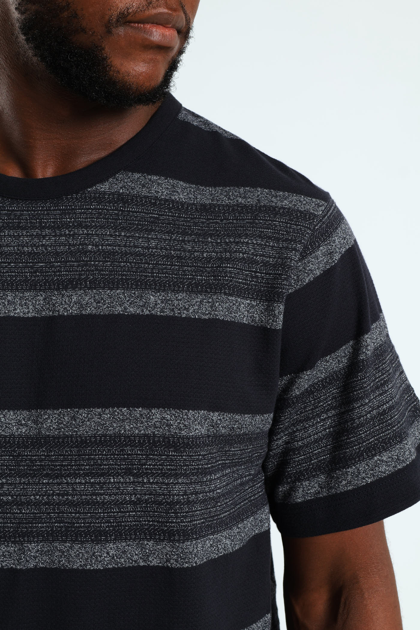 Stripe Jacquard Crew Tee - Dark Navy - Image 4