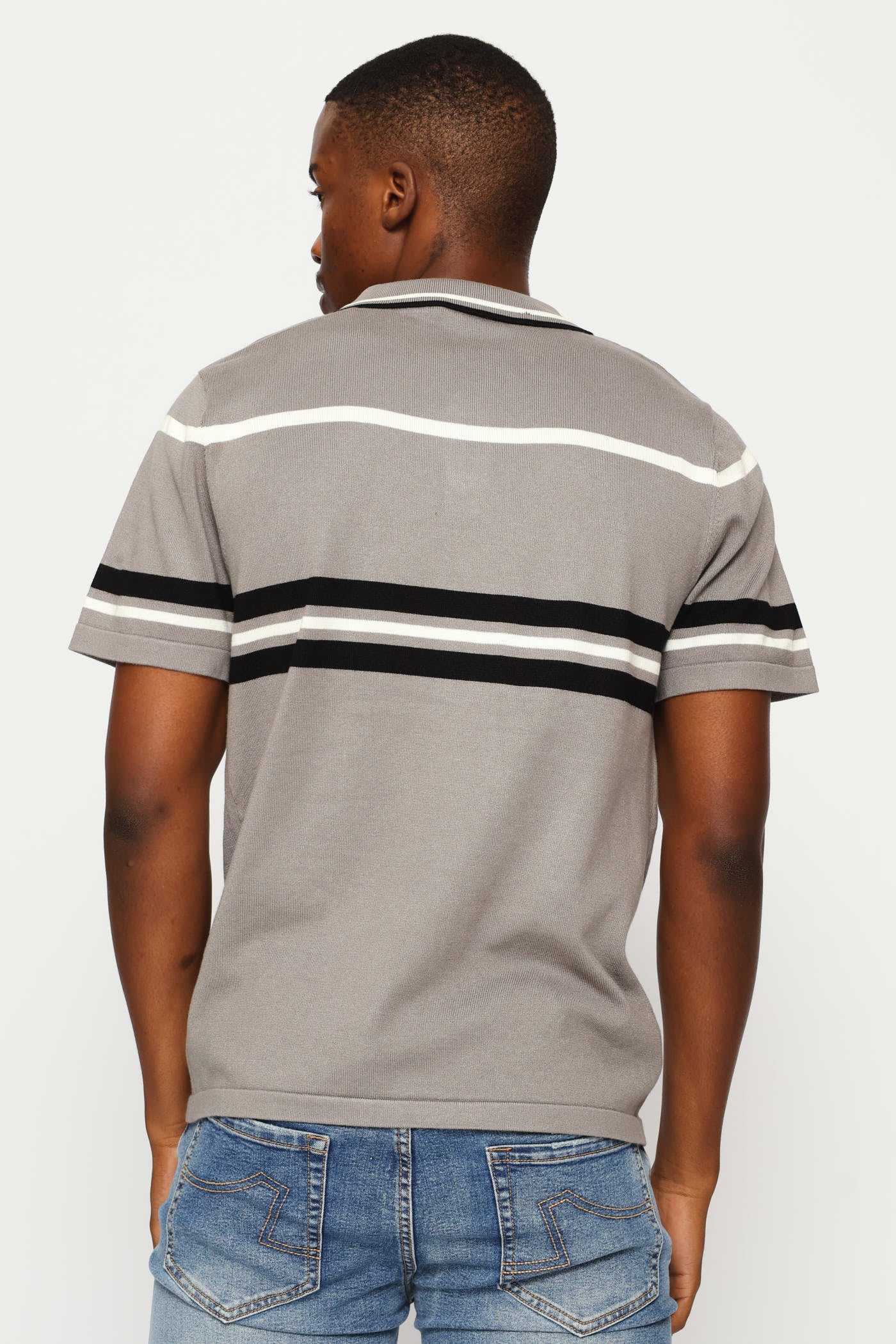 Stripe Knit Golfer - Charcoal - Image 2
