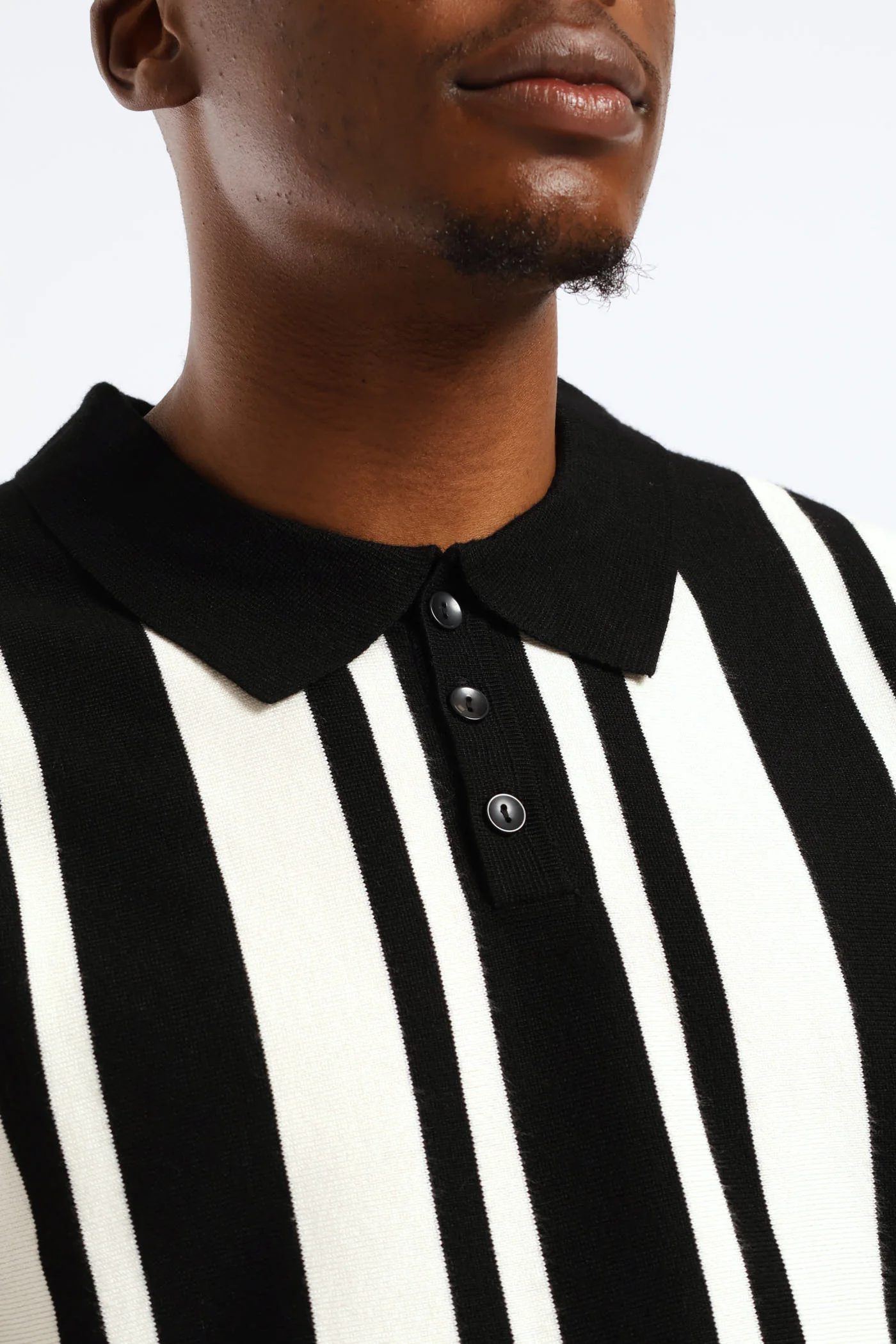 Stripe Knit Golfer - Ecru/Black - Image 2