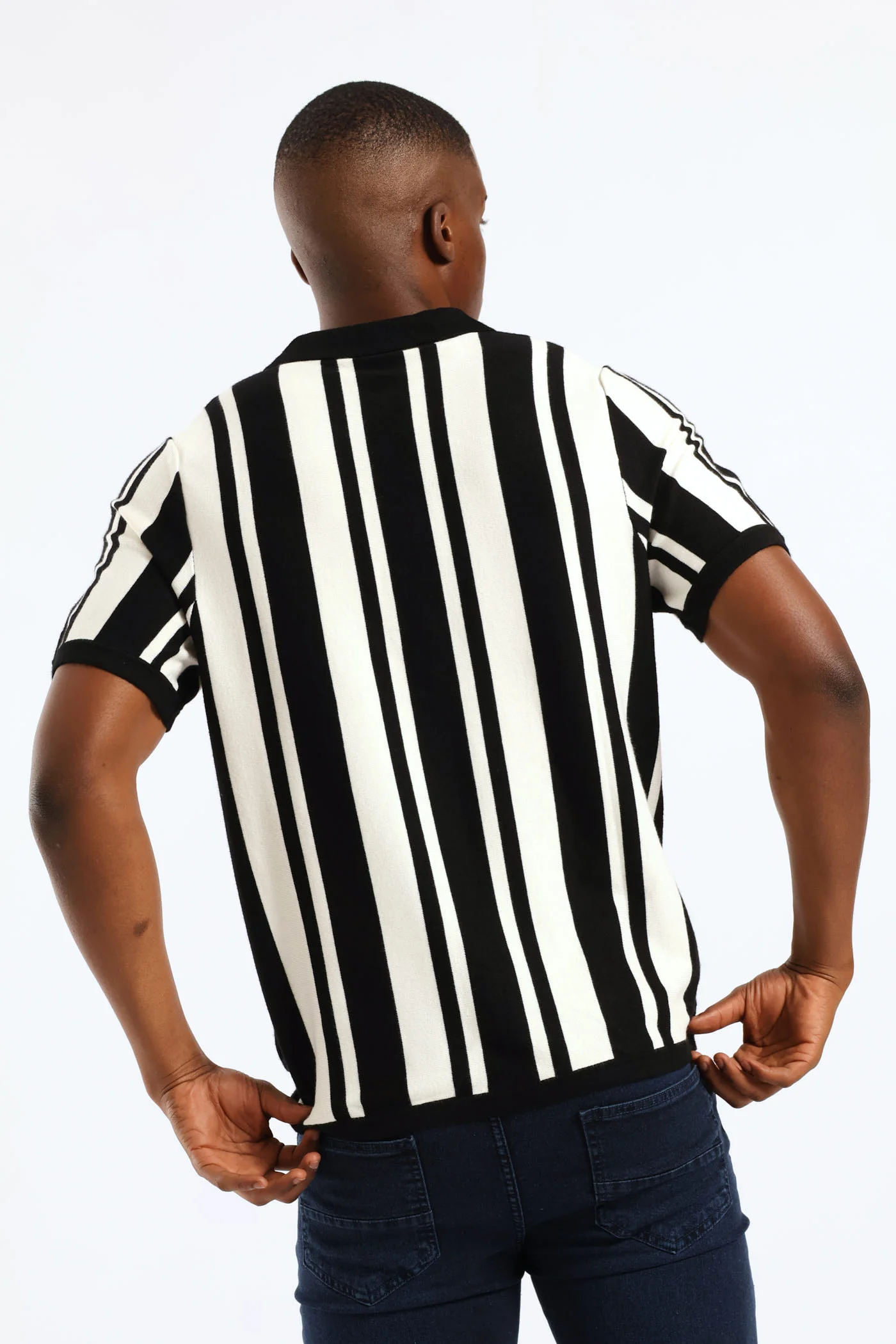 Stripe Knit Golfer - Ecru/Black - Image 4