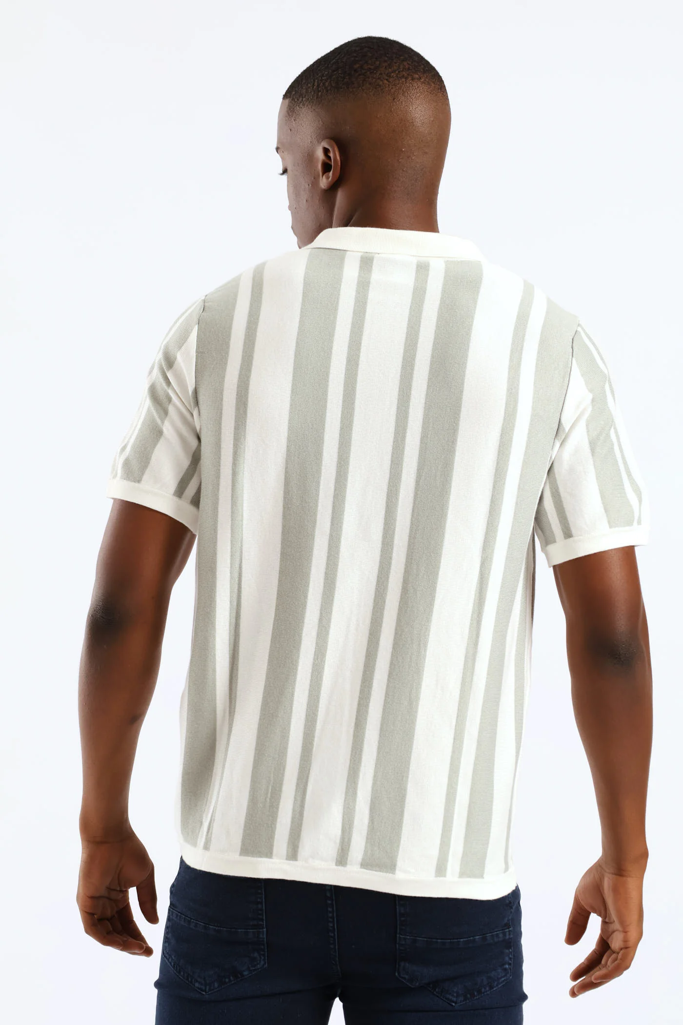 Stripe Knit Golfer - Off White - Image 3