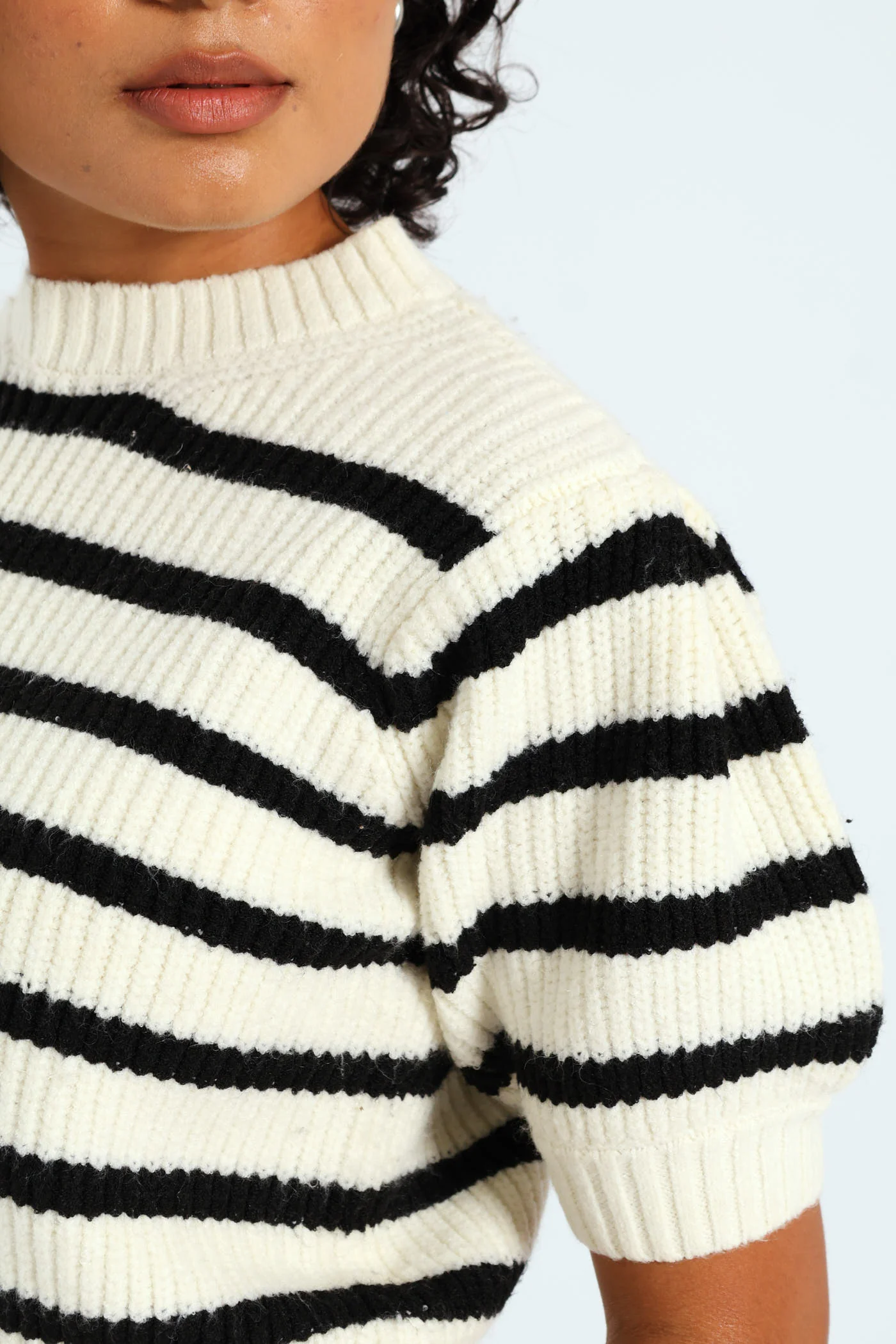 Stripe Knit Tee - Cream - Image 2