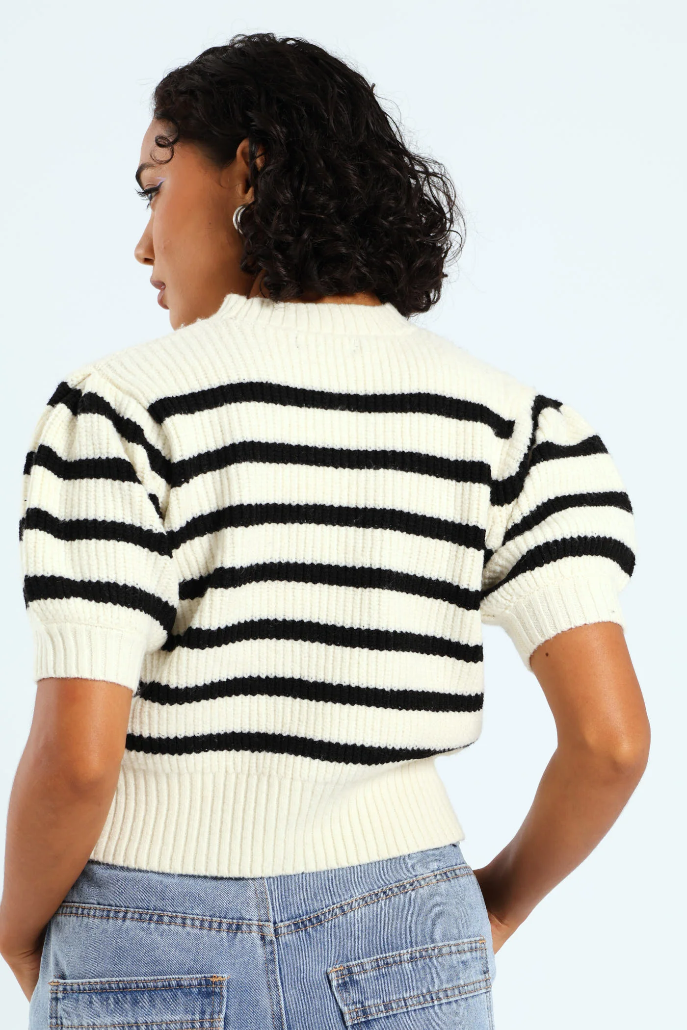 Stripe Knit Tee - Cream - Image 3
