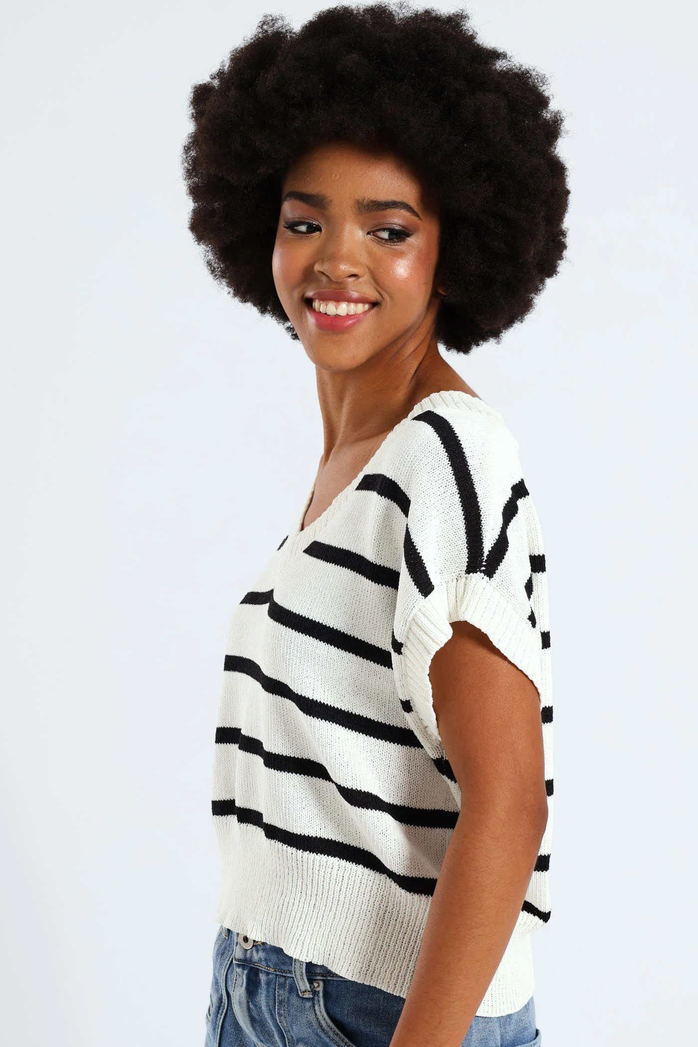 Stripe Knit Tee - White - Image 2