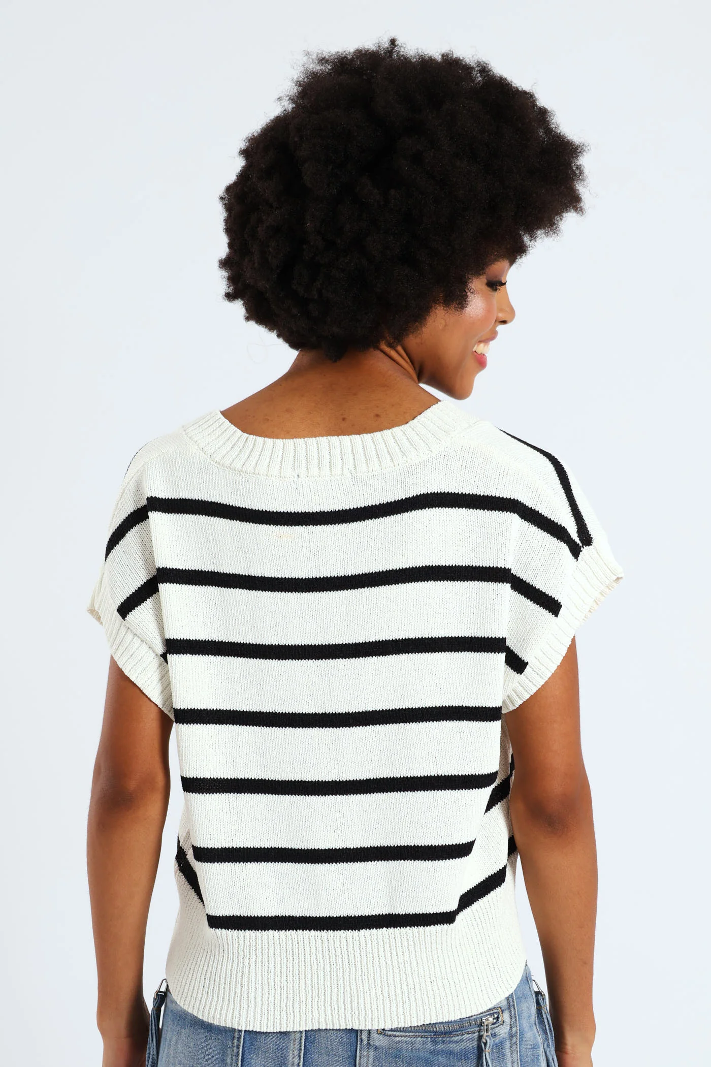 Stripe Knit Tee - White - Image 3