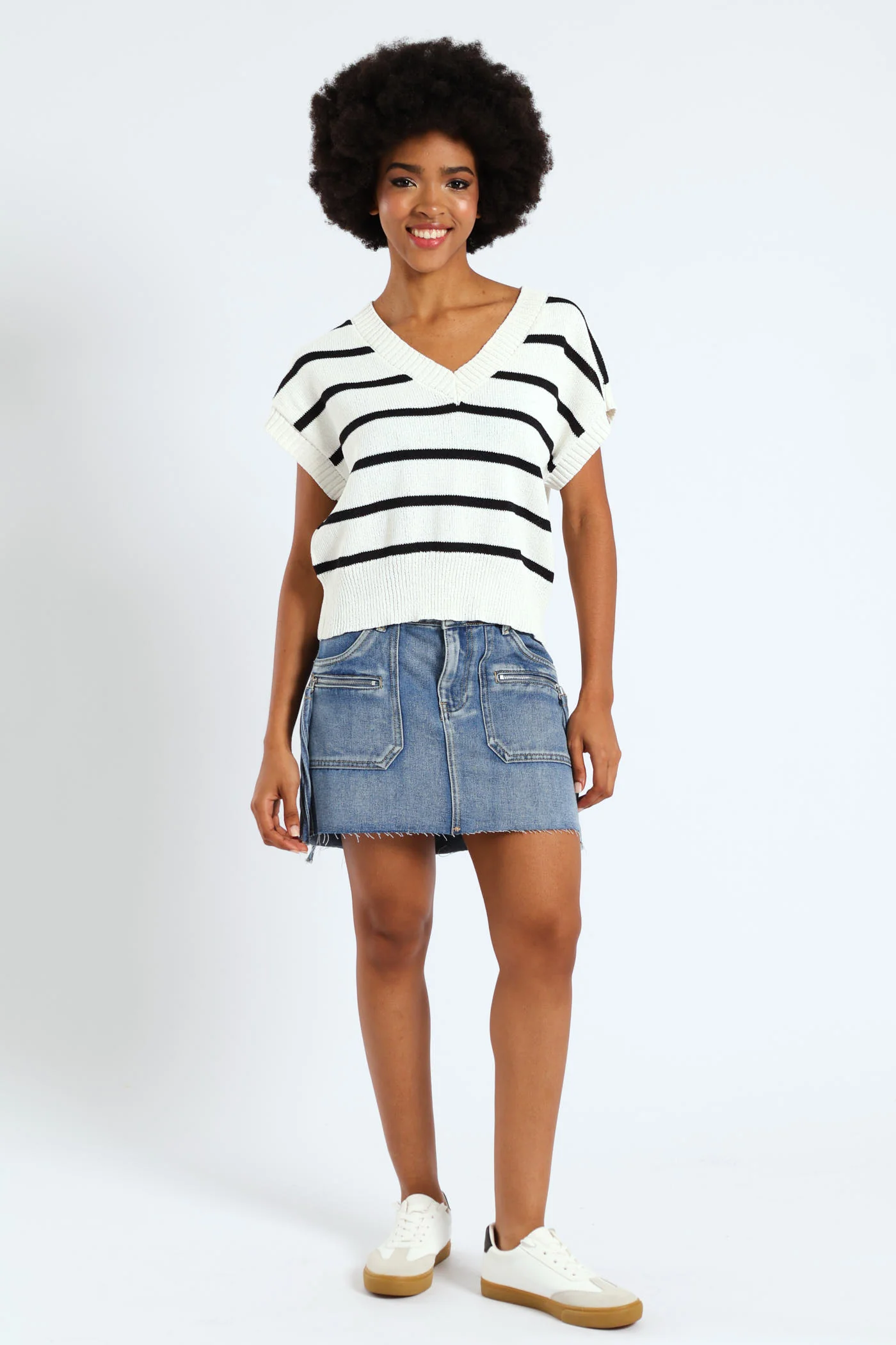 Stripe Knit Tee - White - Image 4