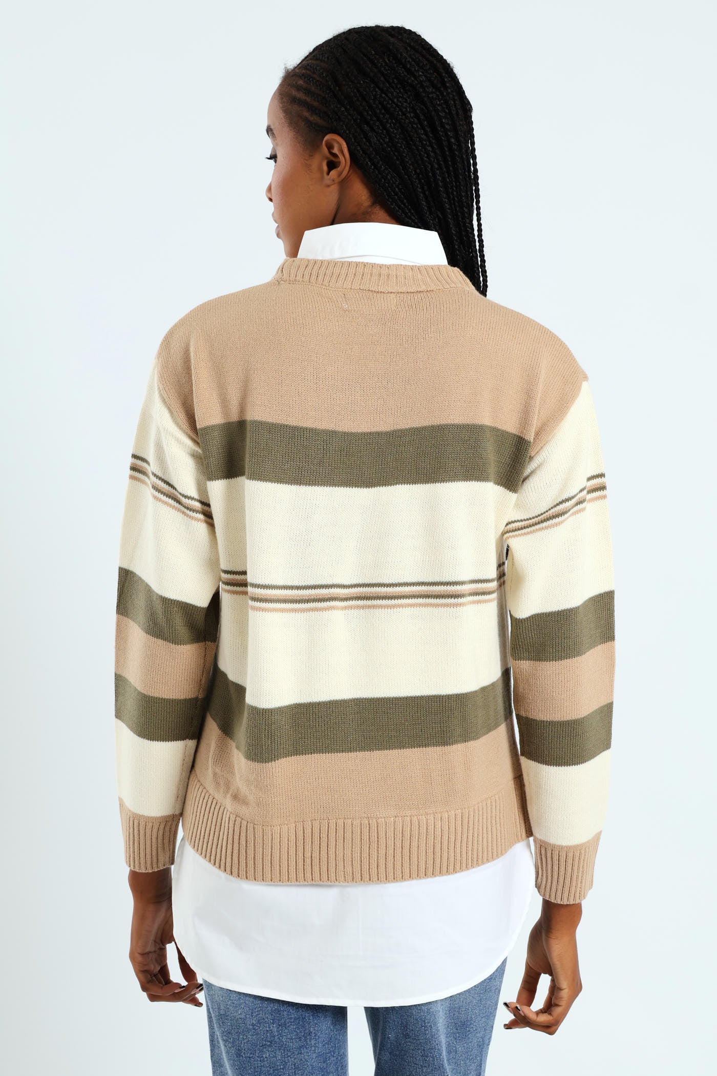 Stripe Twofer Knitwear - Fatigue/Cream - Image 3