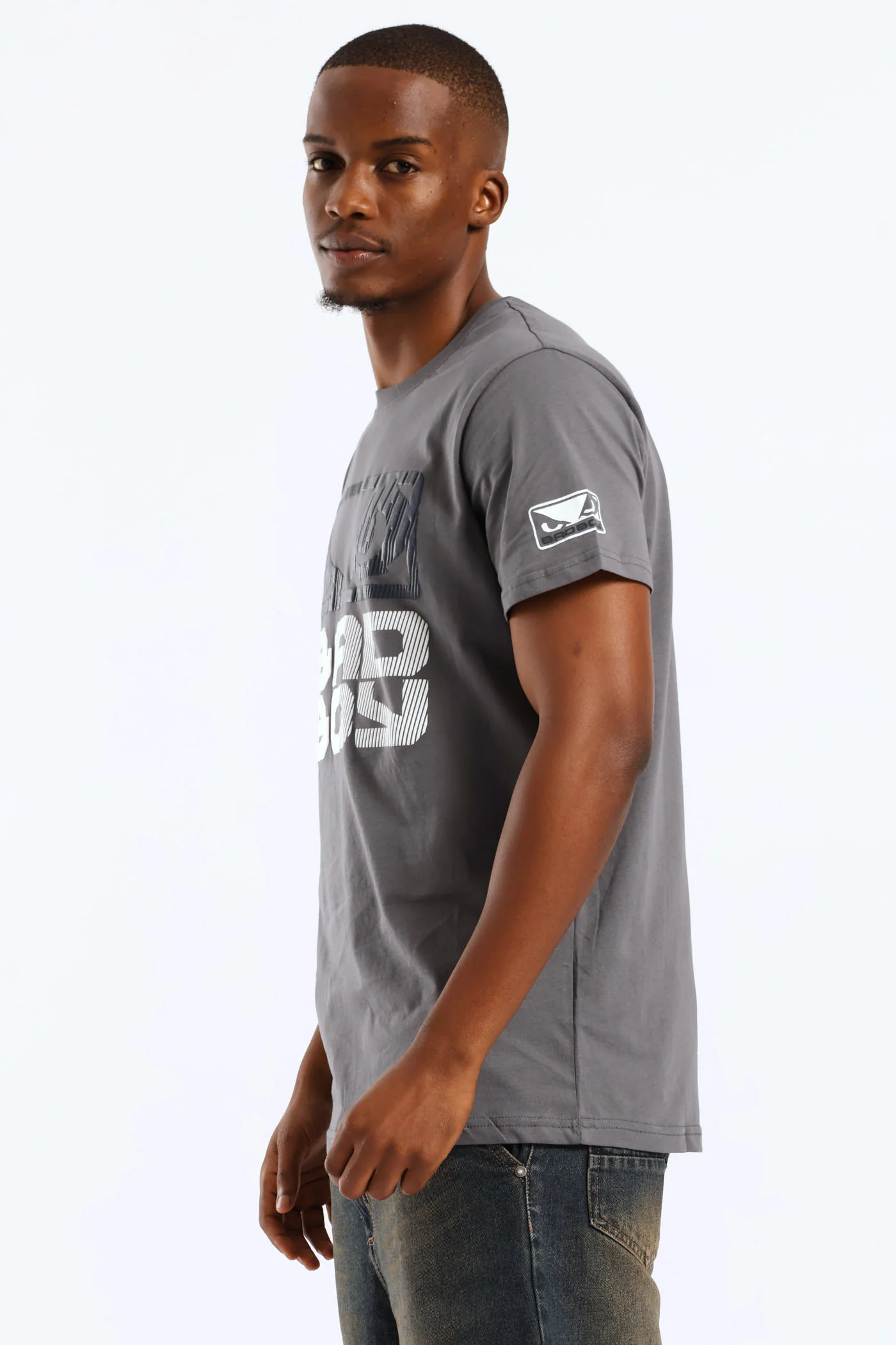Stripe Logo Tee - Charcoal - Image 3