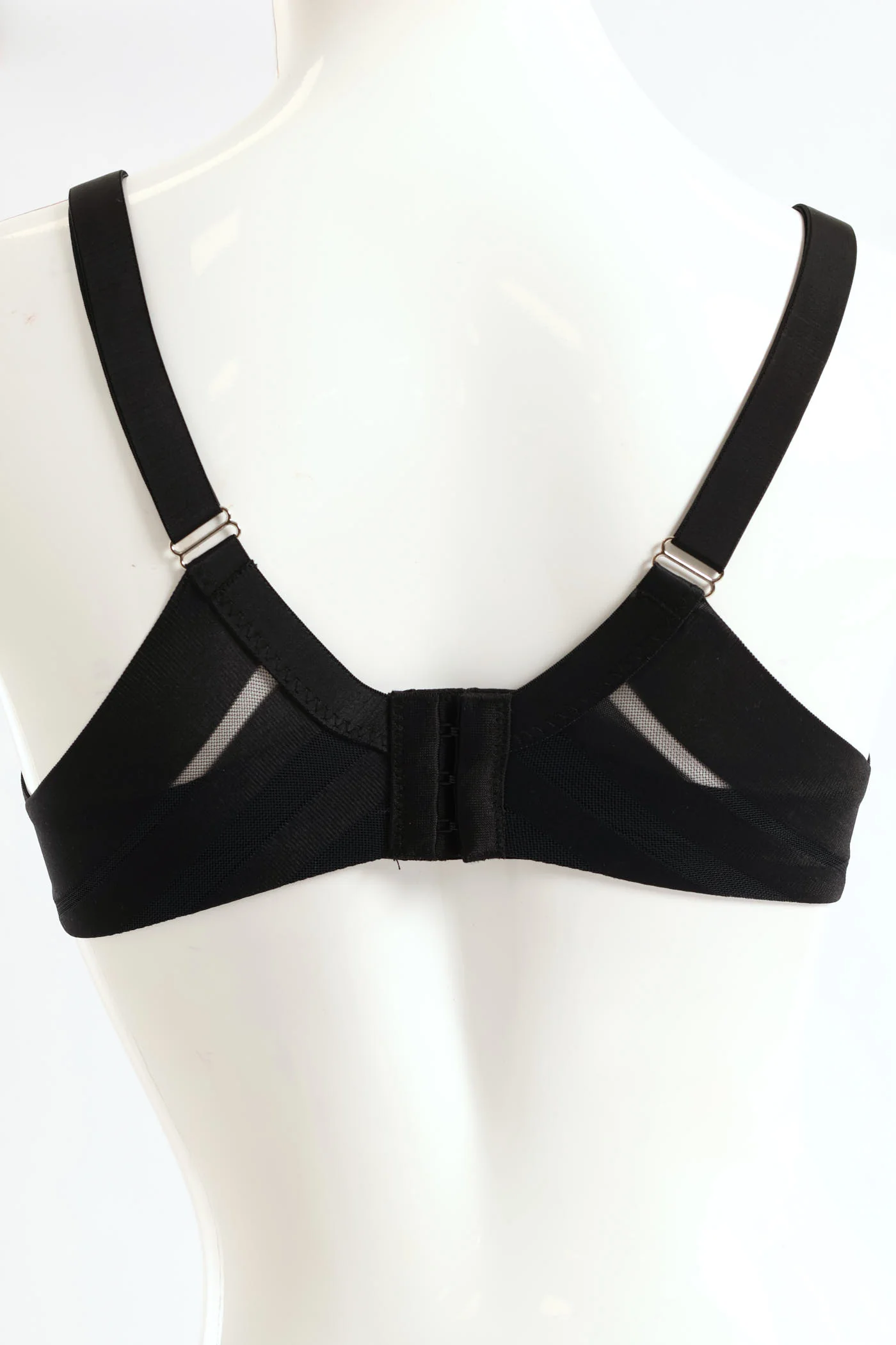 Stripe Molded Non-Wired A-Line Bra - Black - Image 2