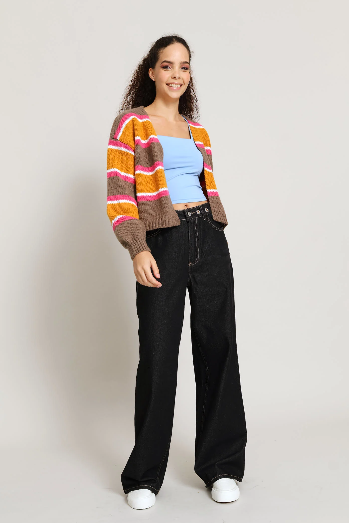 Stripe Open Cardigan - Tumeric - Image 6