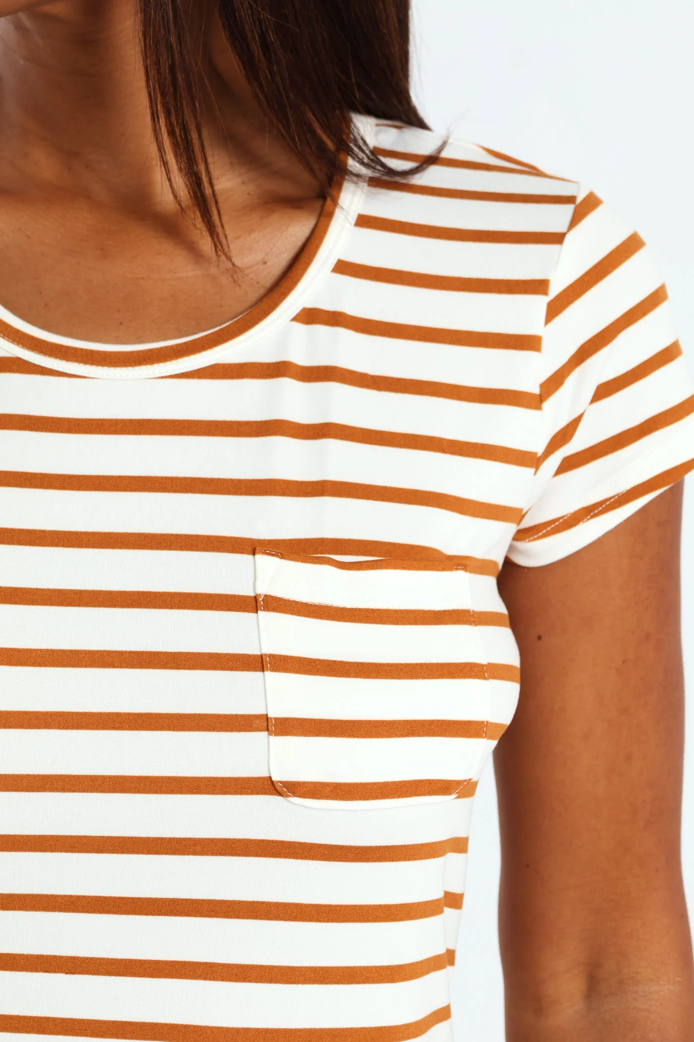 Stripe Pocket Tee - Beige/Mocha - Image 4