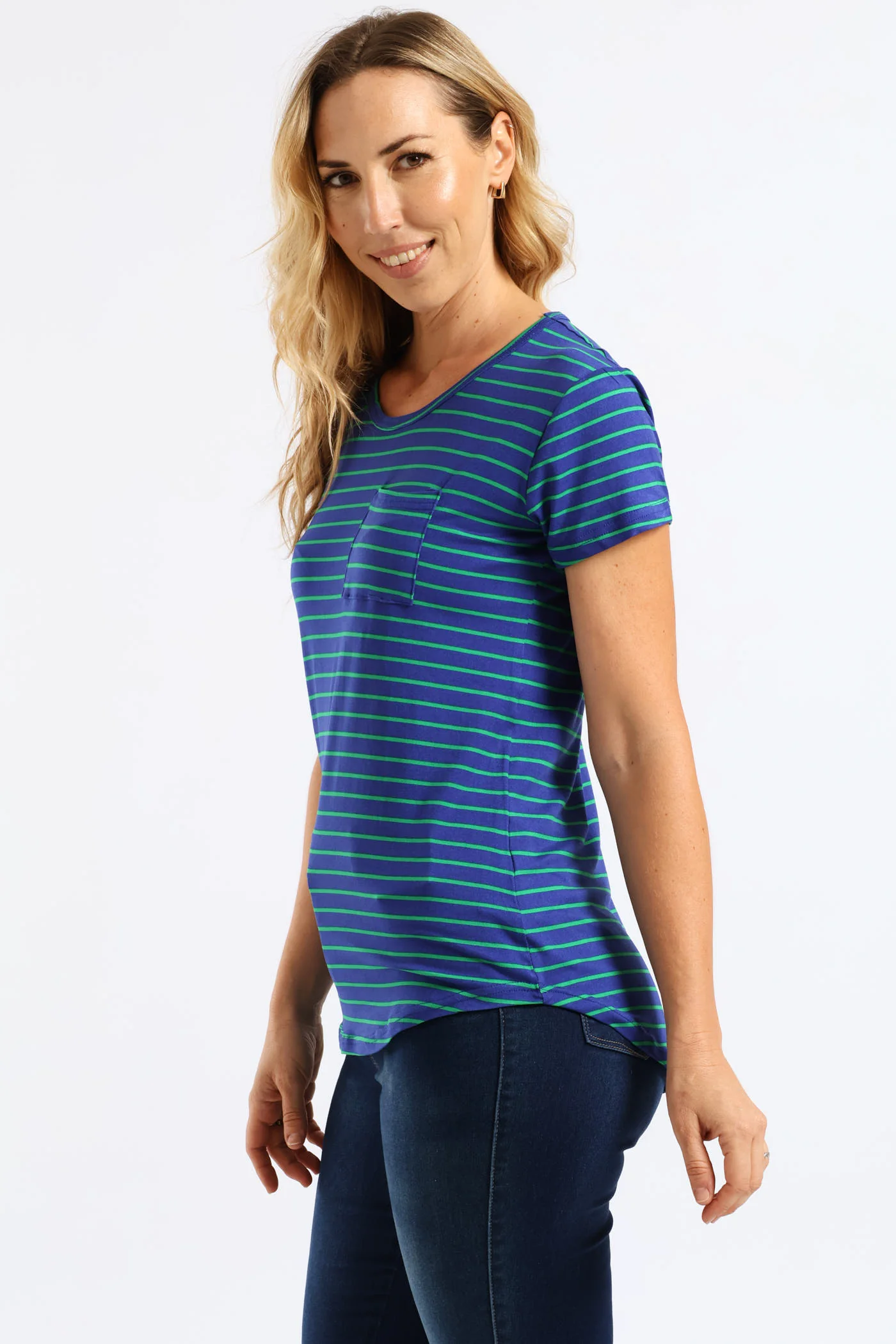 Stripe Pocket Tee - Blue/Green - Image 3