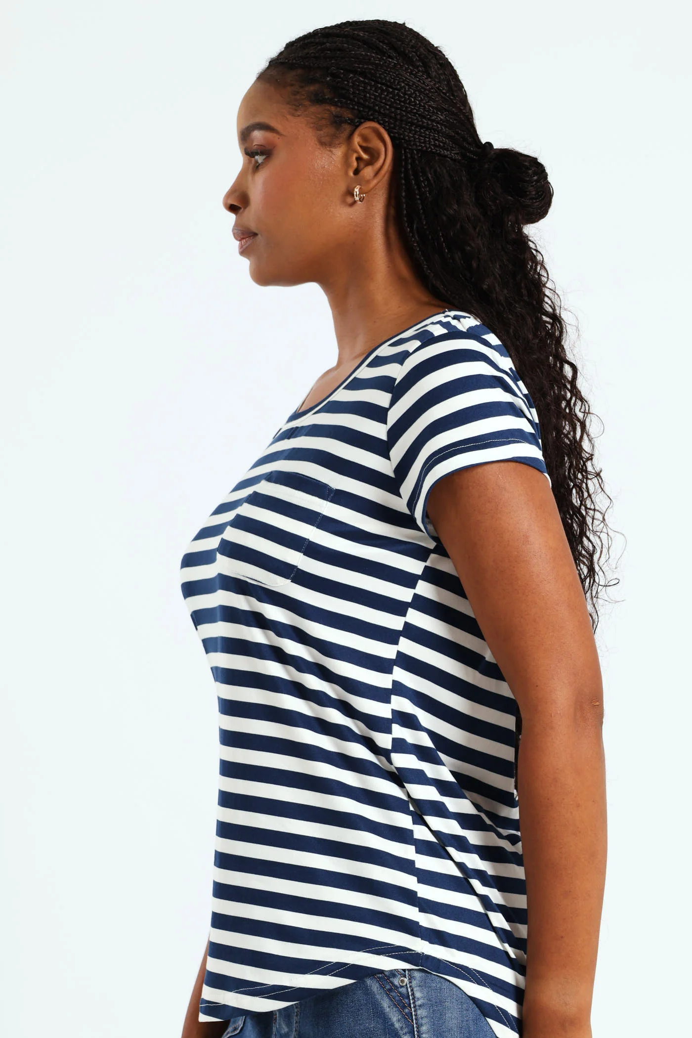 Stripe Pocket Tee - Navy/White - Image 3