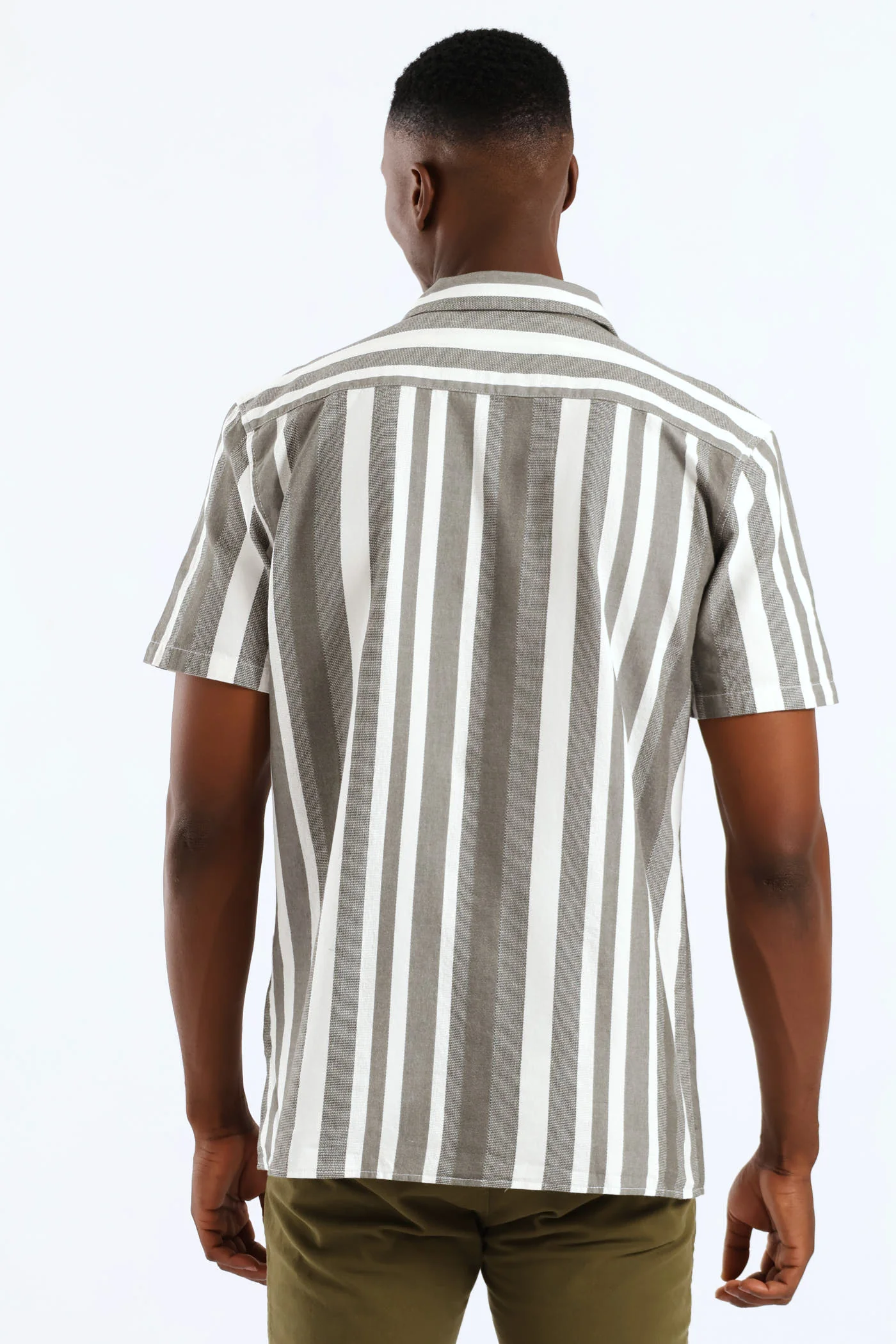 Stripe Resort Shirt - Moss Green - Image 3