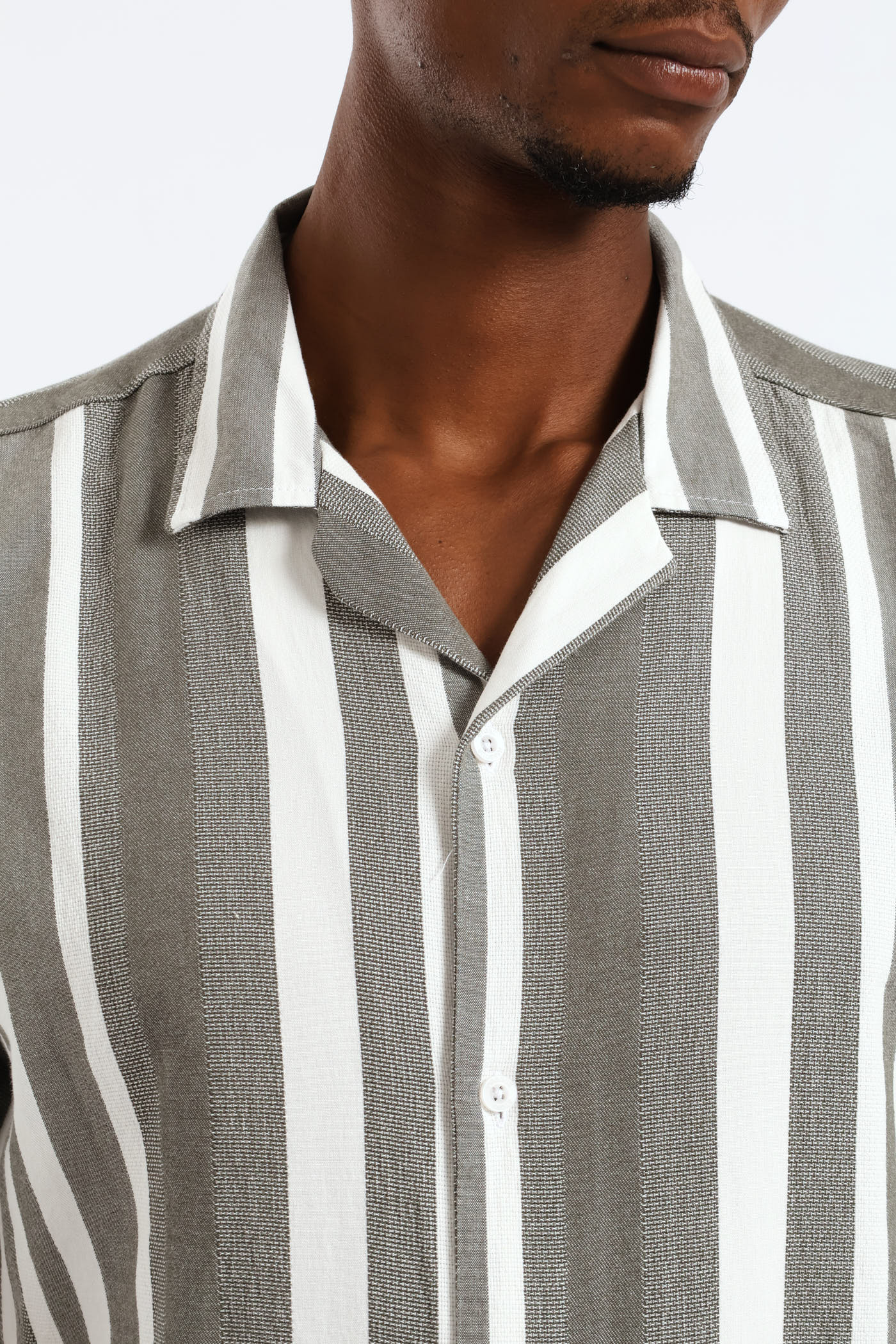 Stripe Resort Shirt - Moss Green - Image 5