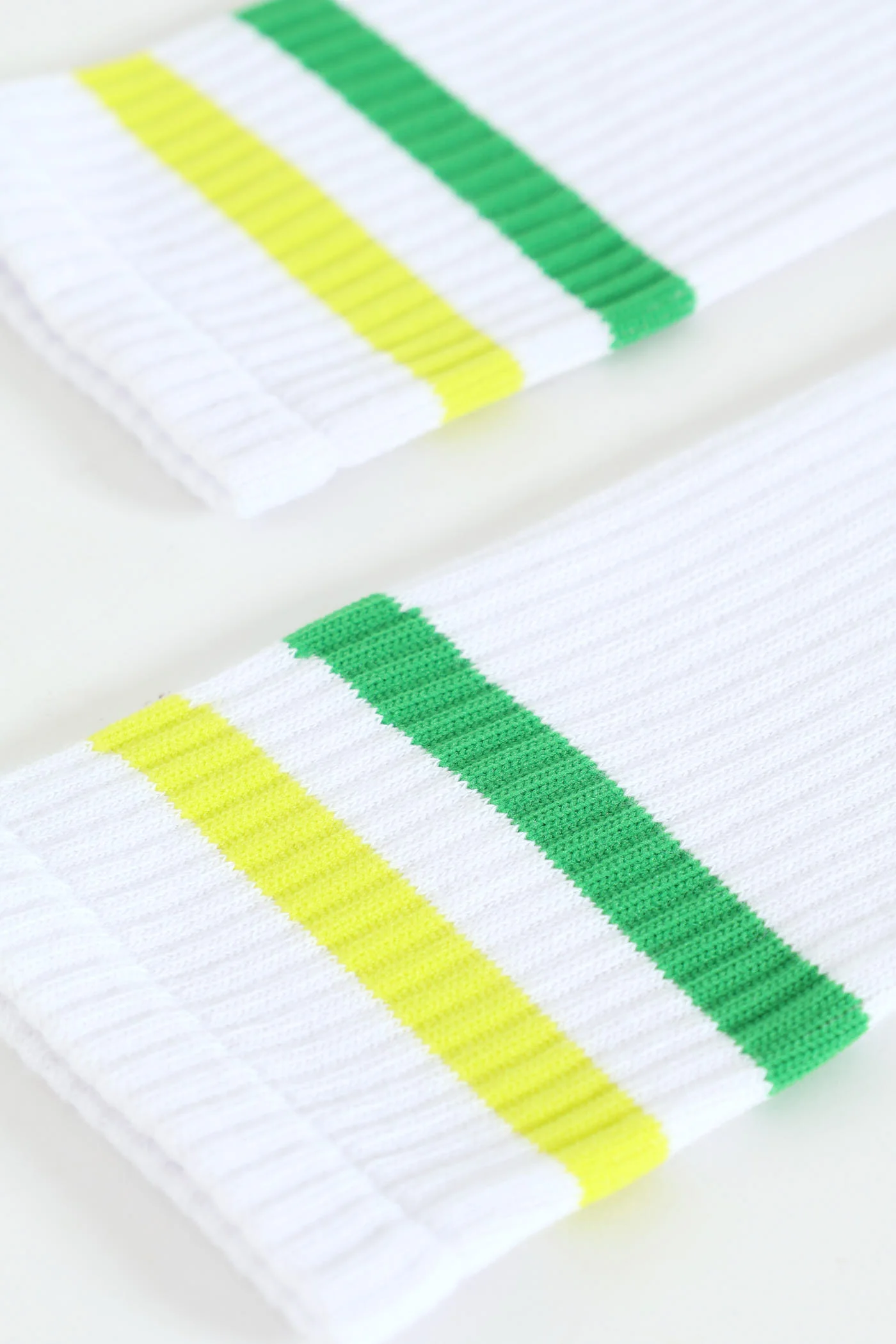 Stripe Sports Socks - White/Green - Image 2