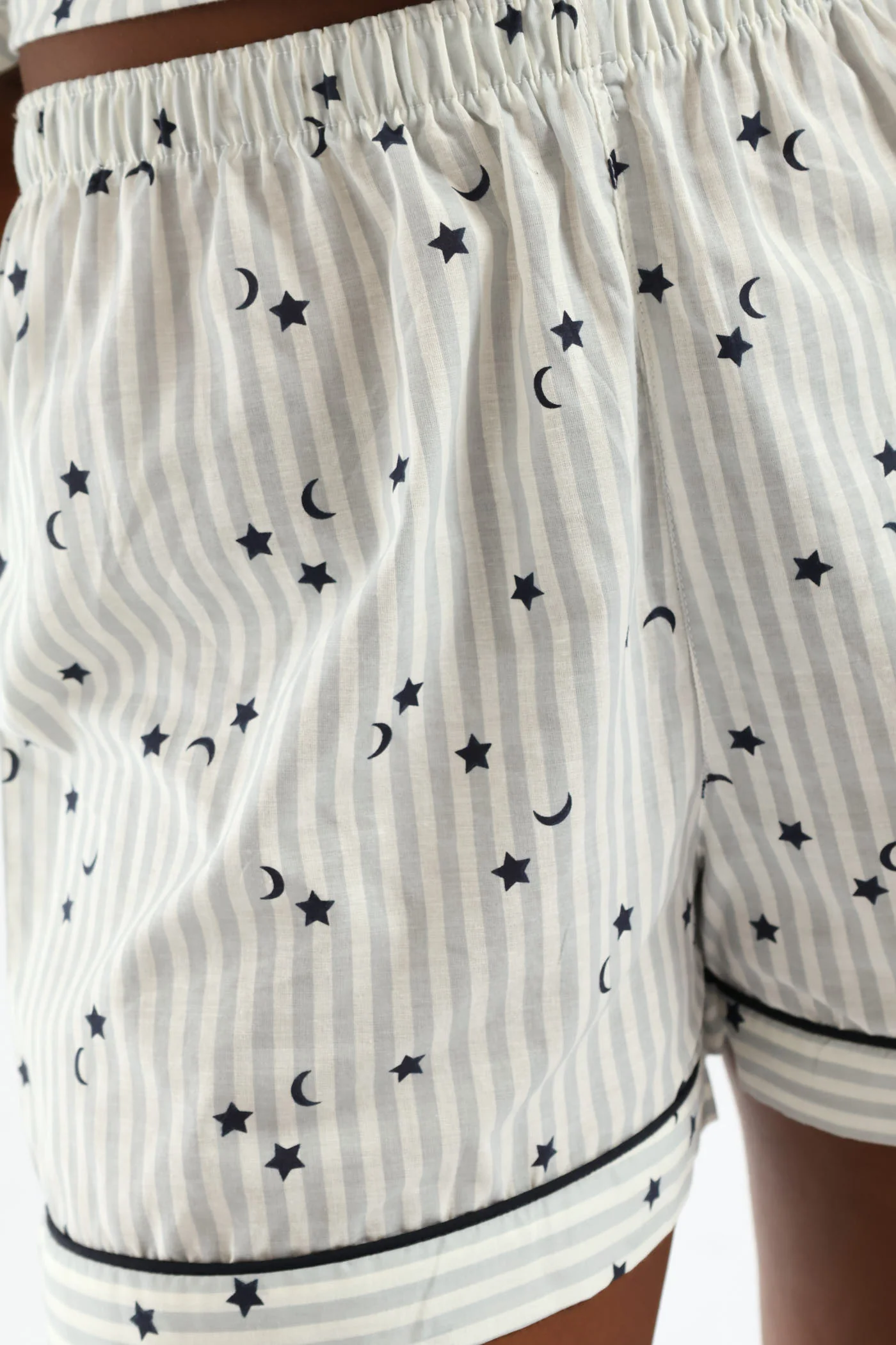 Stripe Stars Button Through & Cotton Short Set - White/Navy - Image 6