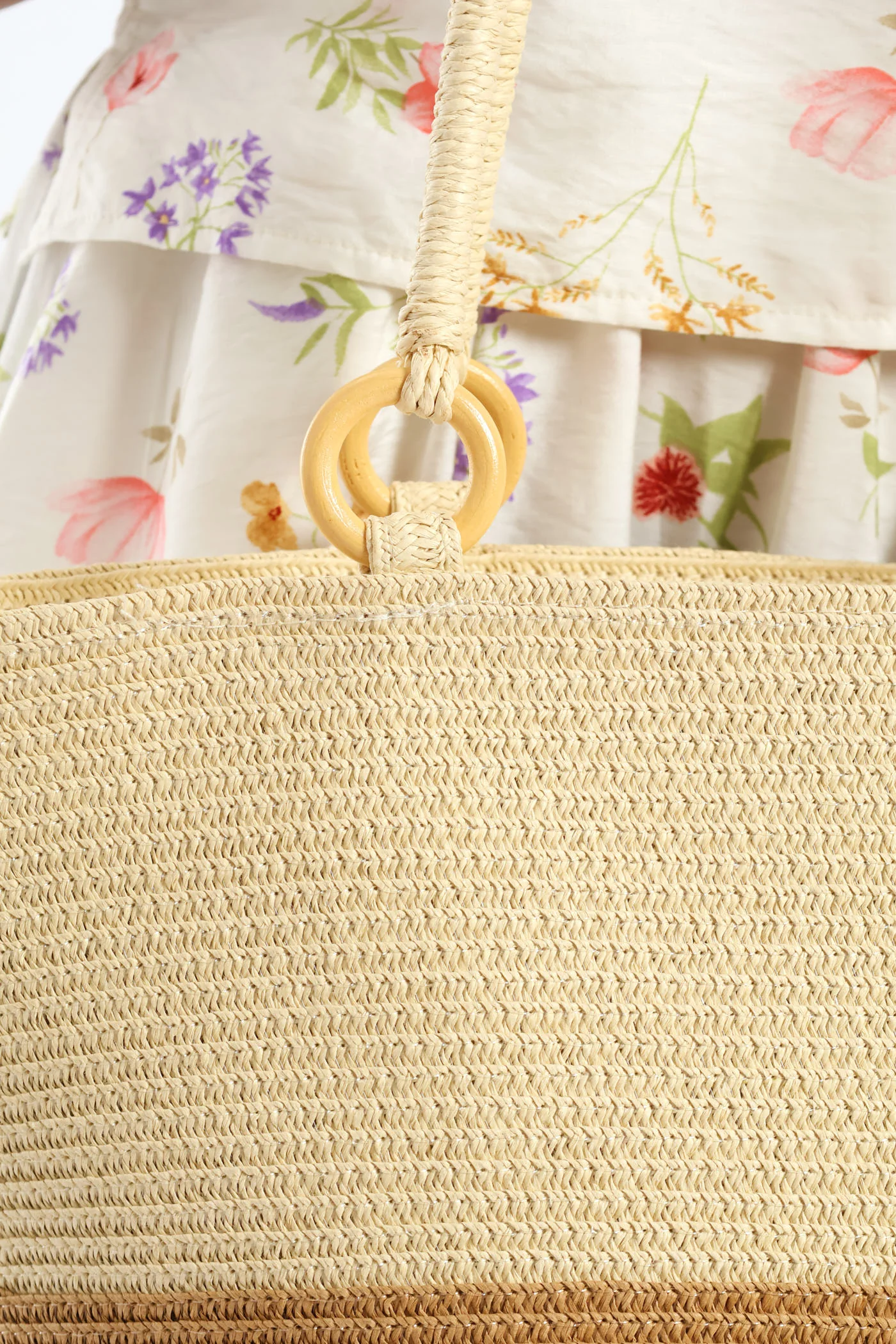 Stripe Straw Bag - Cream - Image 4