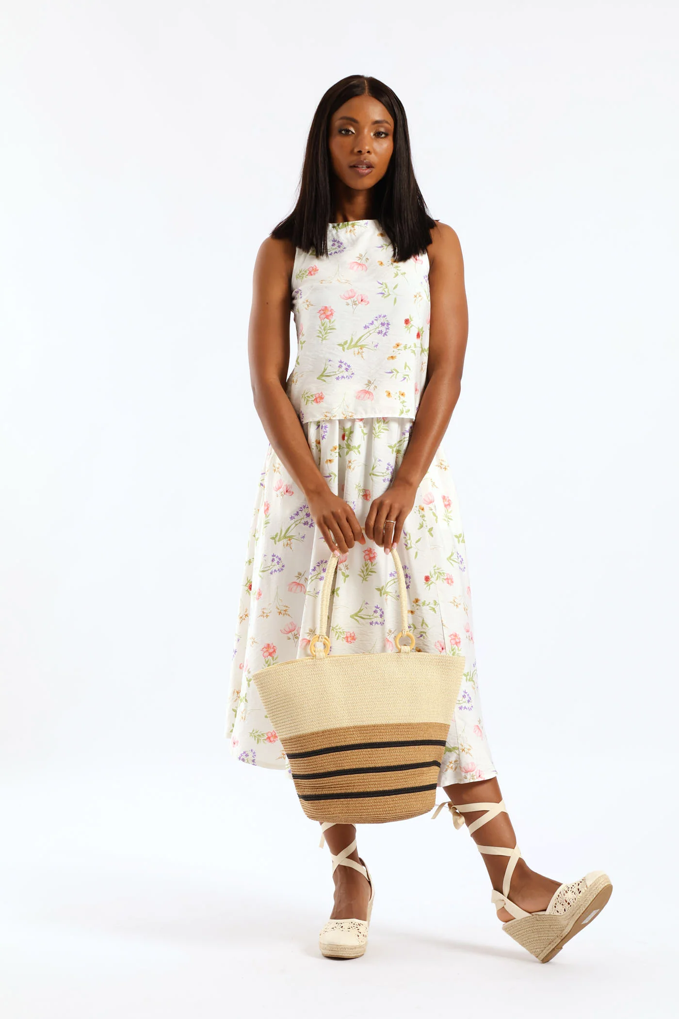 Stripe Straw Bag - Cream - Image 5