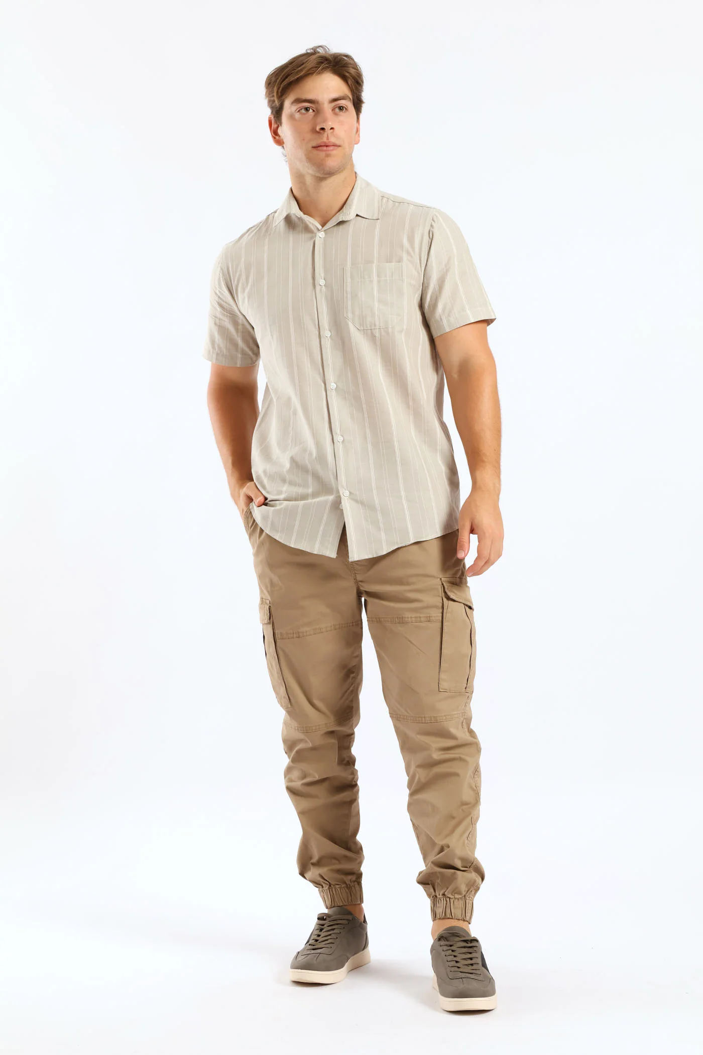 Stripe Surf Interest Regular Shirt - Stone - Image 3