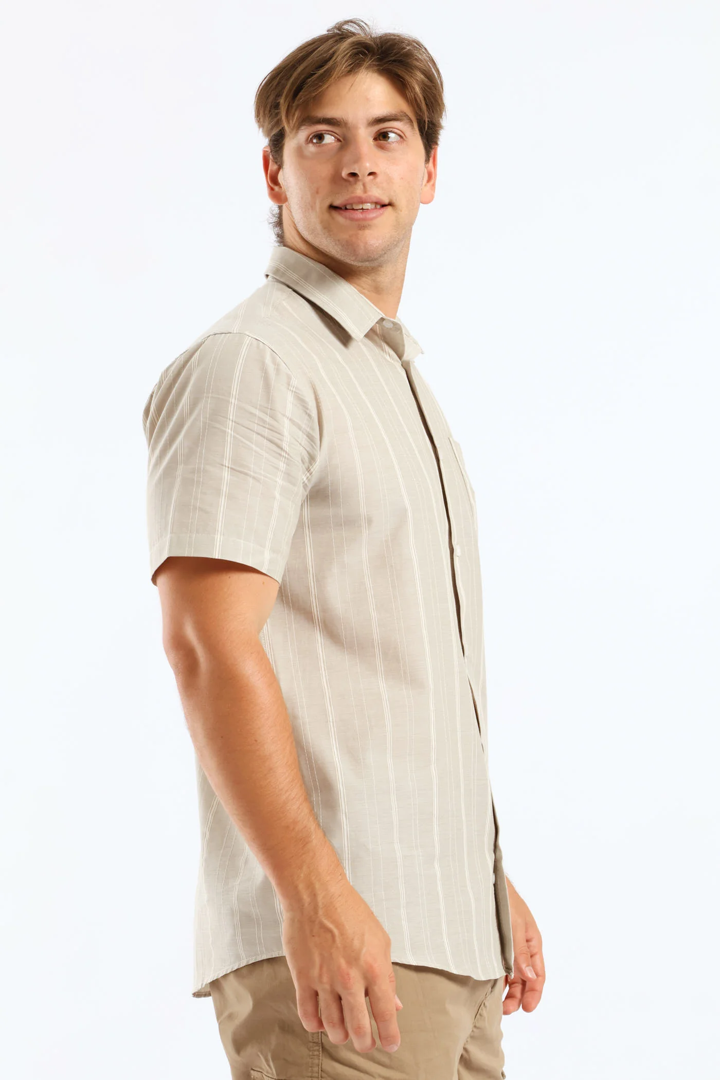 Stripe Surf Interest Regular Shirt - Stone - Image 5