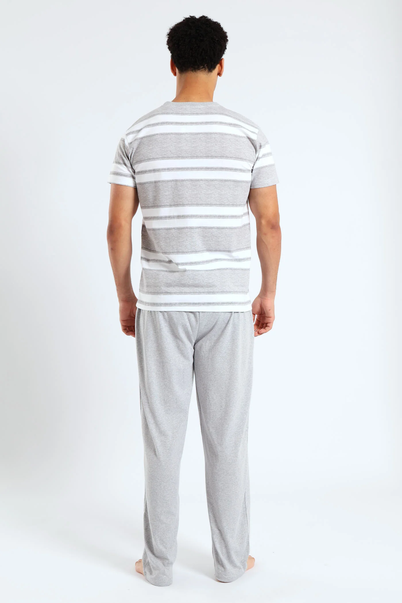 Stripe Tee & Pant PJ Set - Grey/White - Image 3
