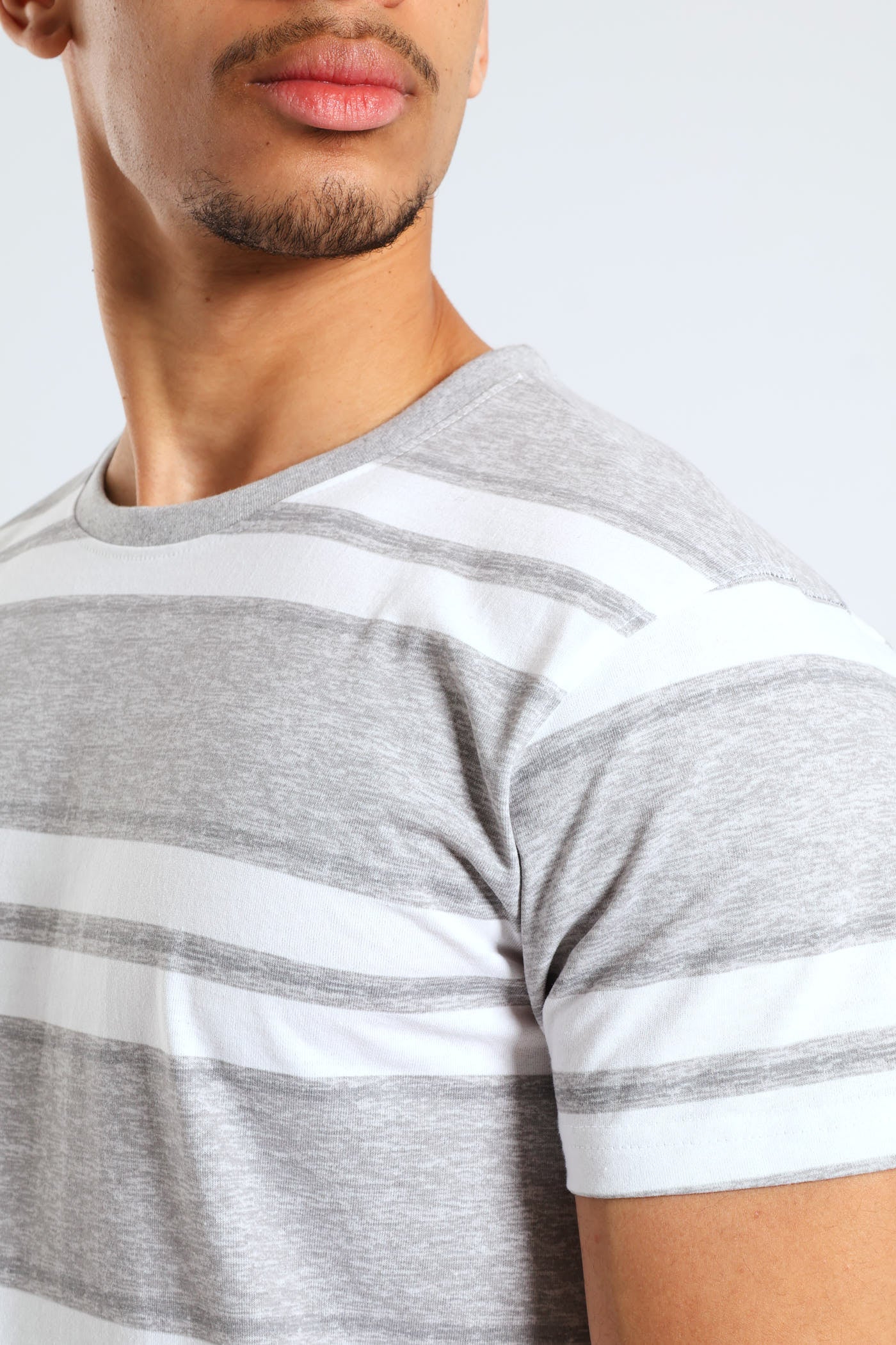 Stripe Tee & Pant PJ Set - Grey/White - Image 4