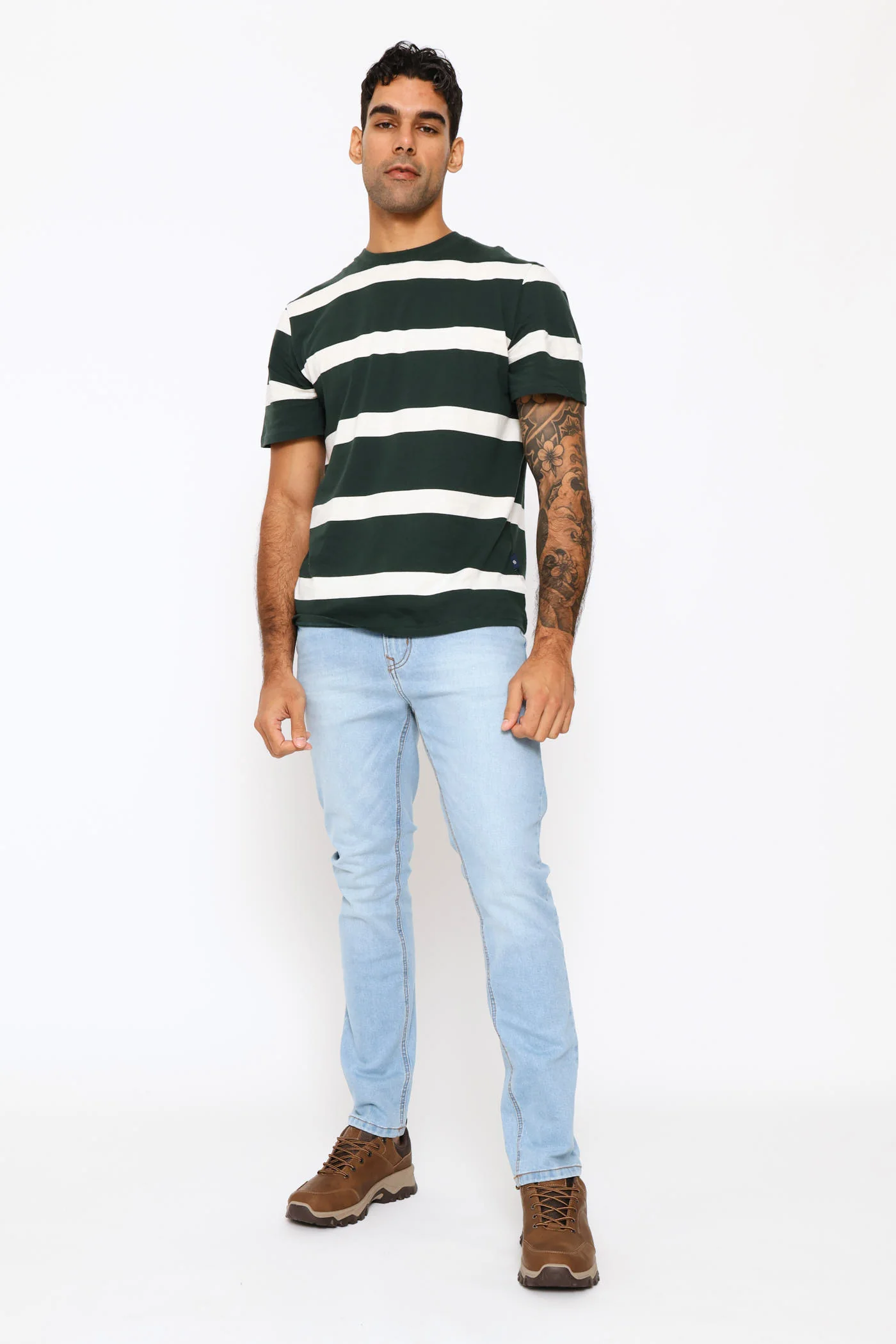 Stripe Tee - Dark Green/Off White - Image 5