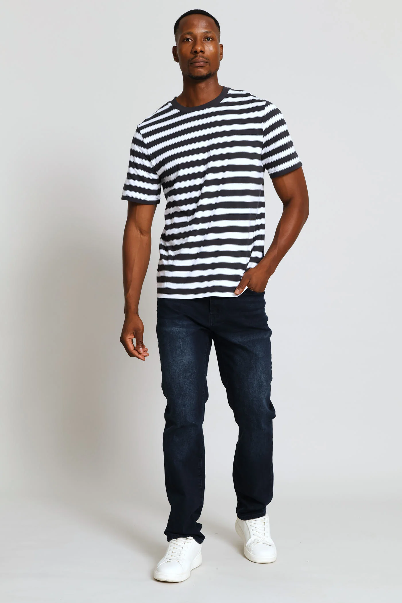 Stripe Tee - Gunmetal/Off White - Image 5