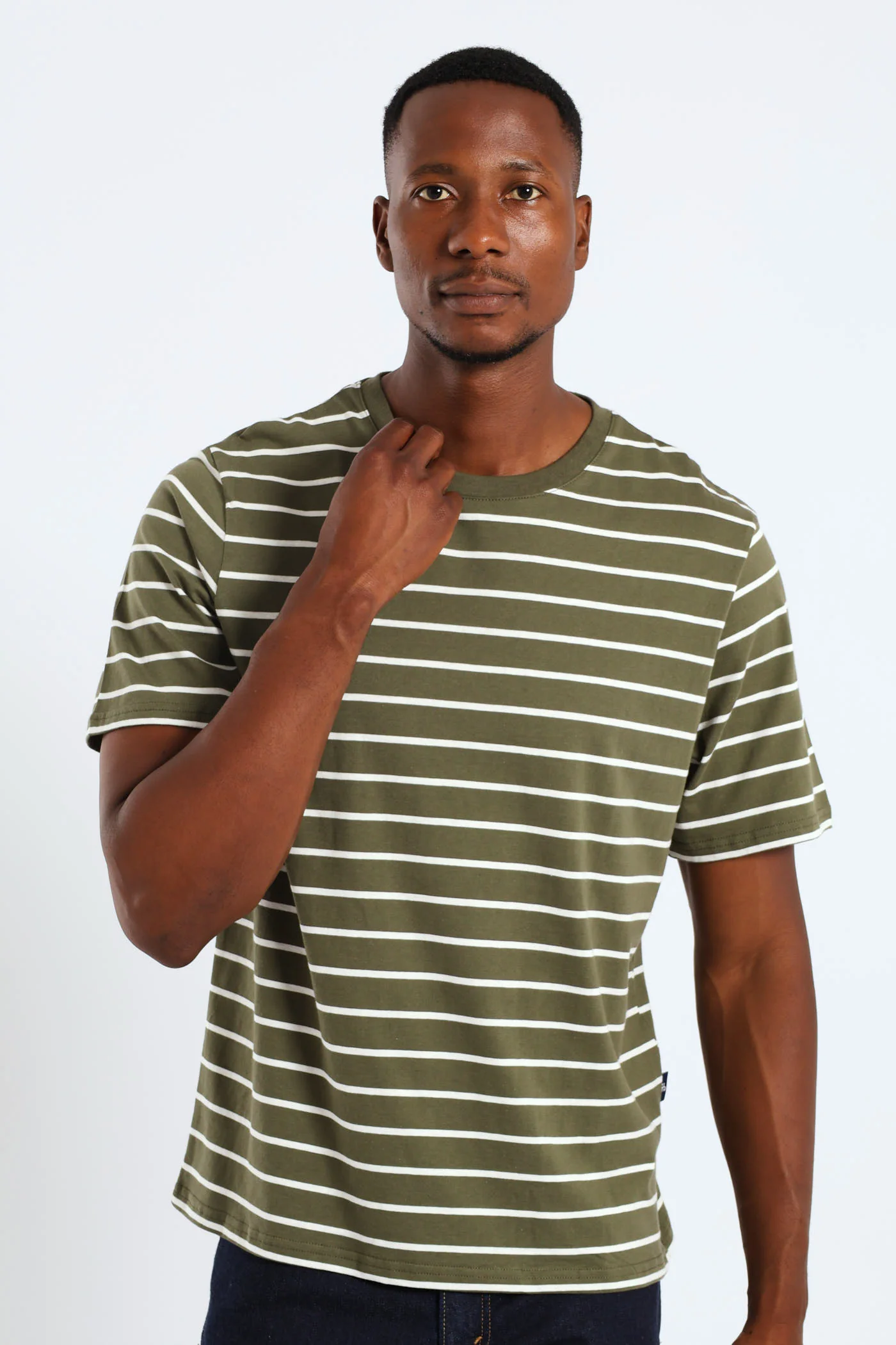 Stripe Tee - Olive - Image 3