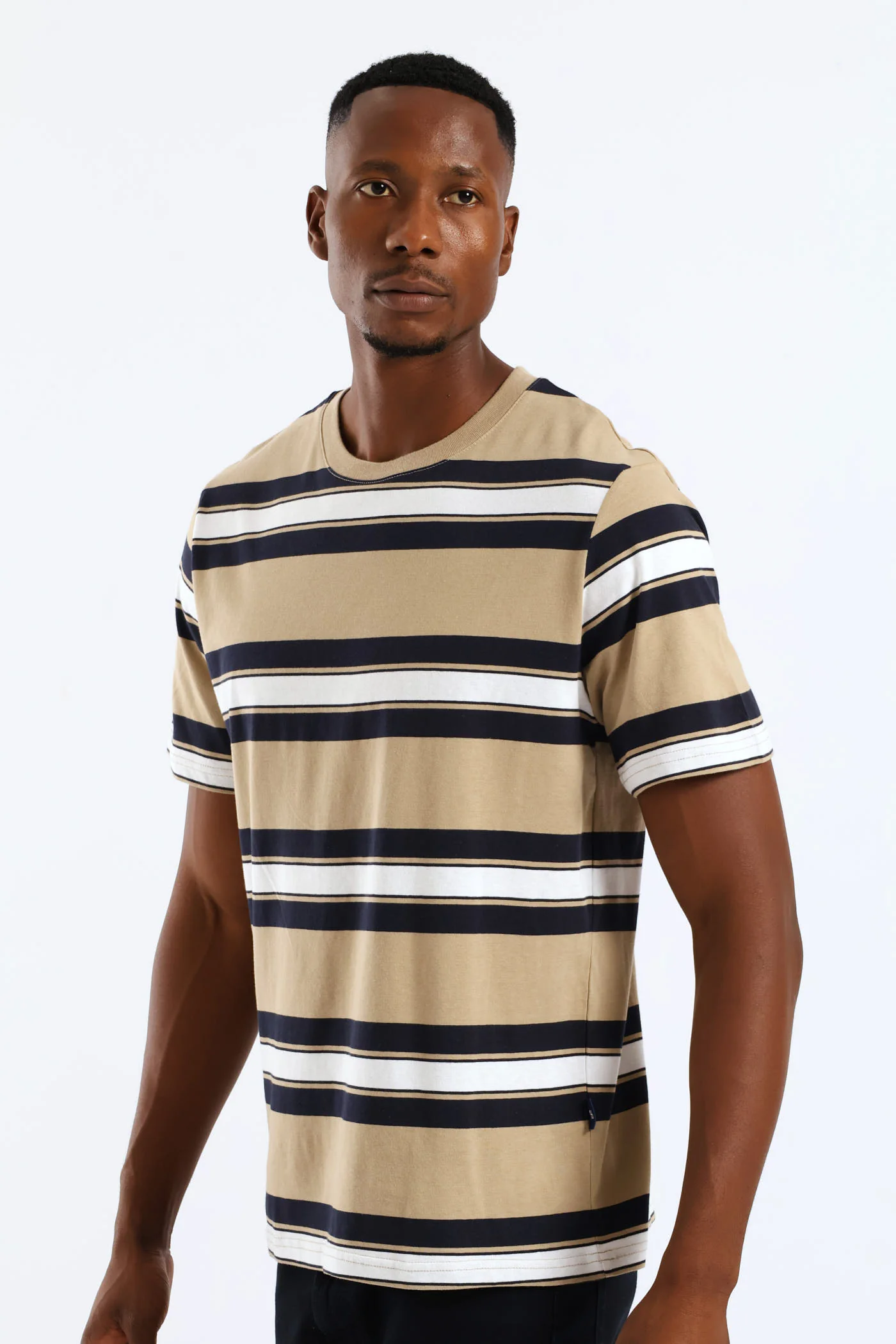 Stripe Tee - Taupe/Navy/White - Image 3