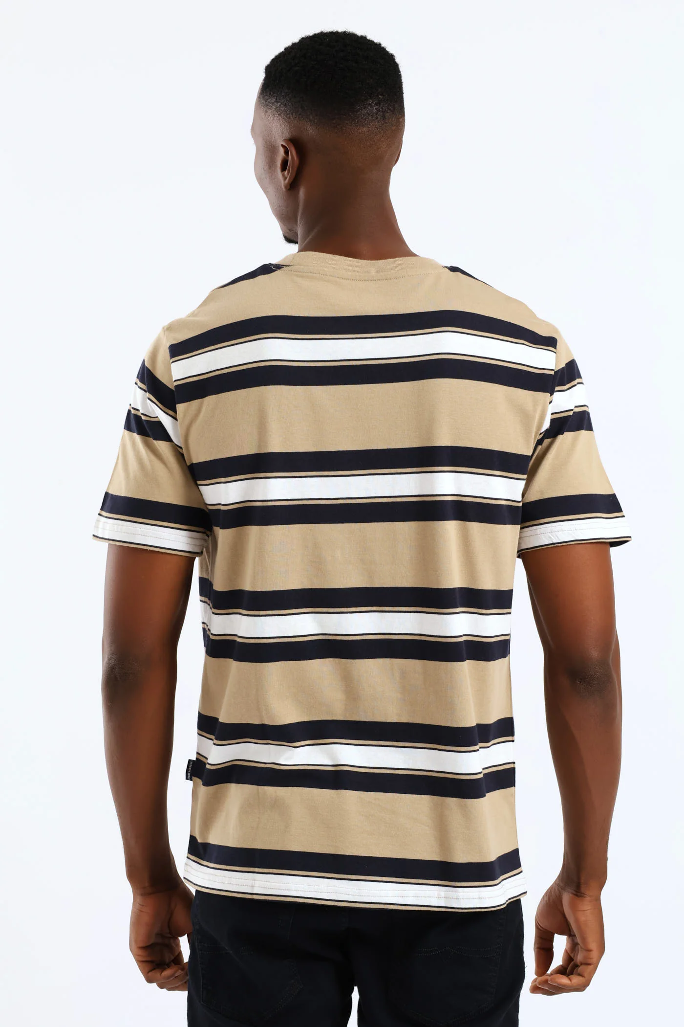 Stripe Tee - Taupe/Navy/White - Image 4