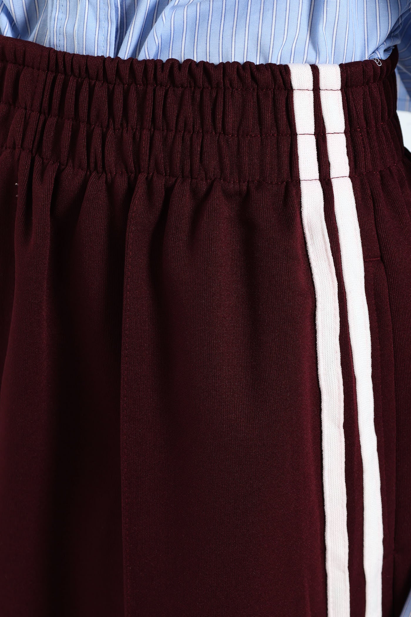 Stripe Tricot Wide Leg Trackpants - Burgundy - Image 2