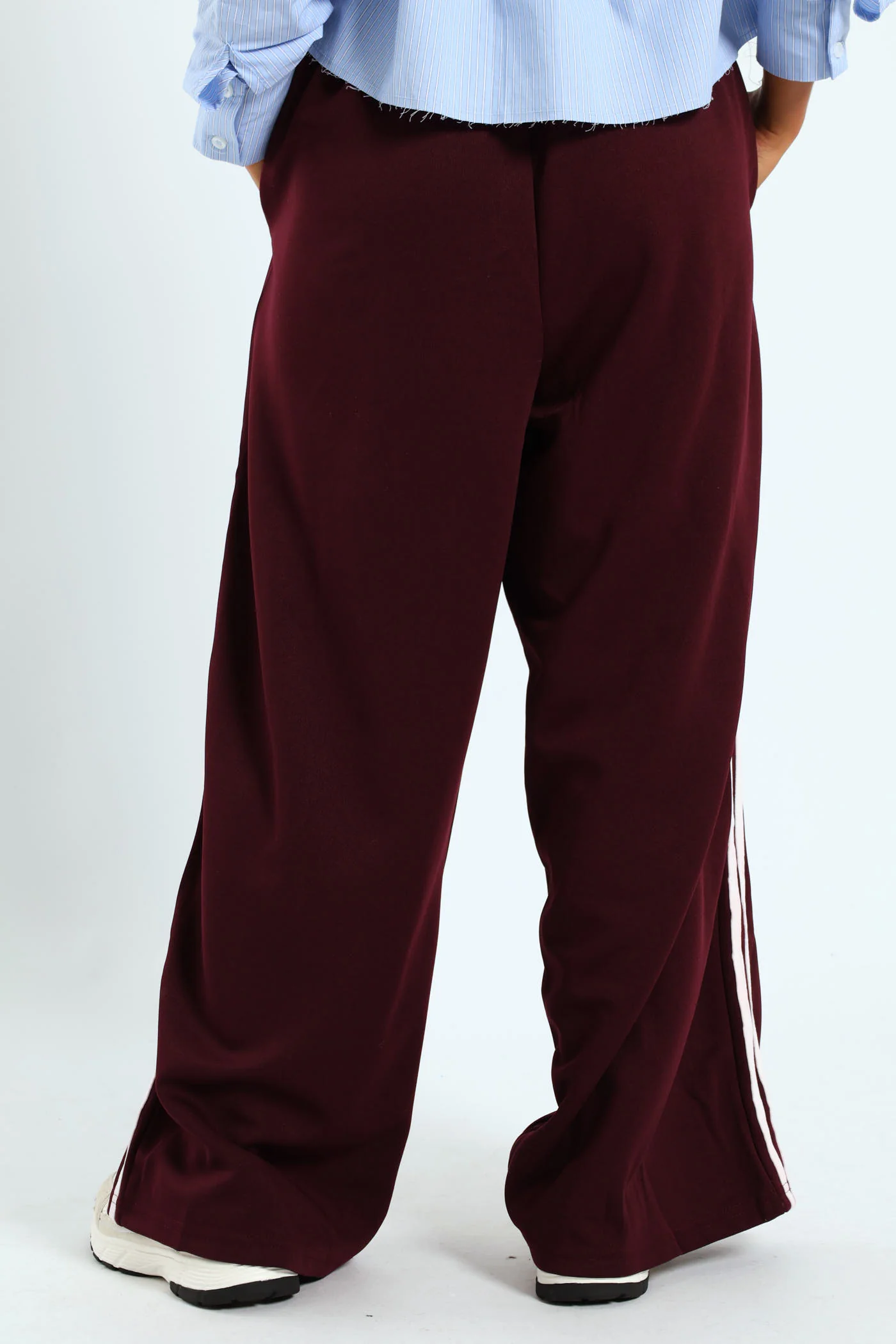 Stripe Tricot Wide Leg Trackpants - Burgundy - Image 5